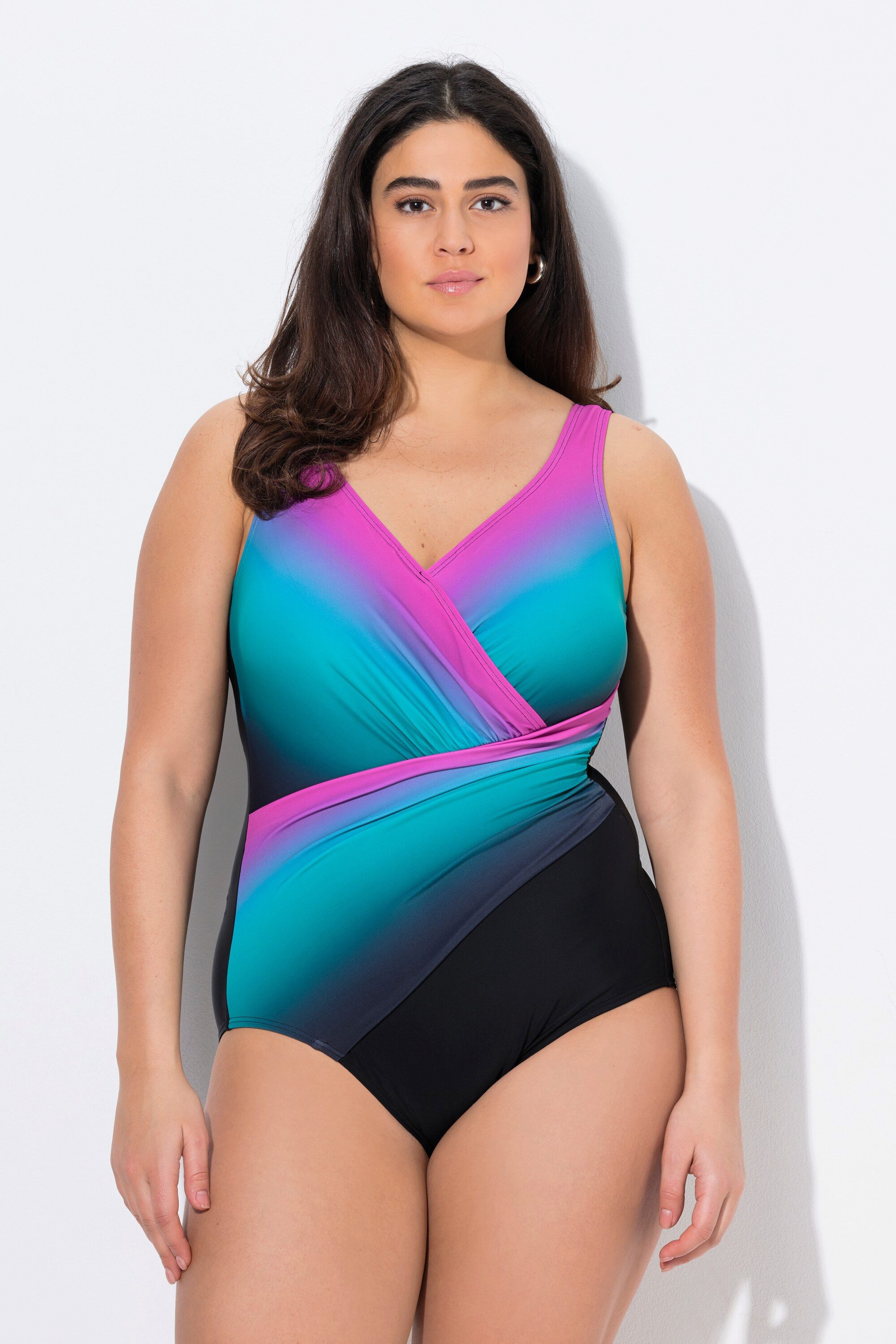 Ulla Popken Badeanzug Badeanzug Drapierung Farbverlauf Softcups recycelt günstig online kaufen