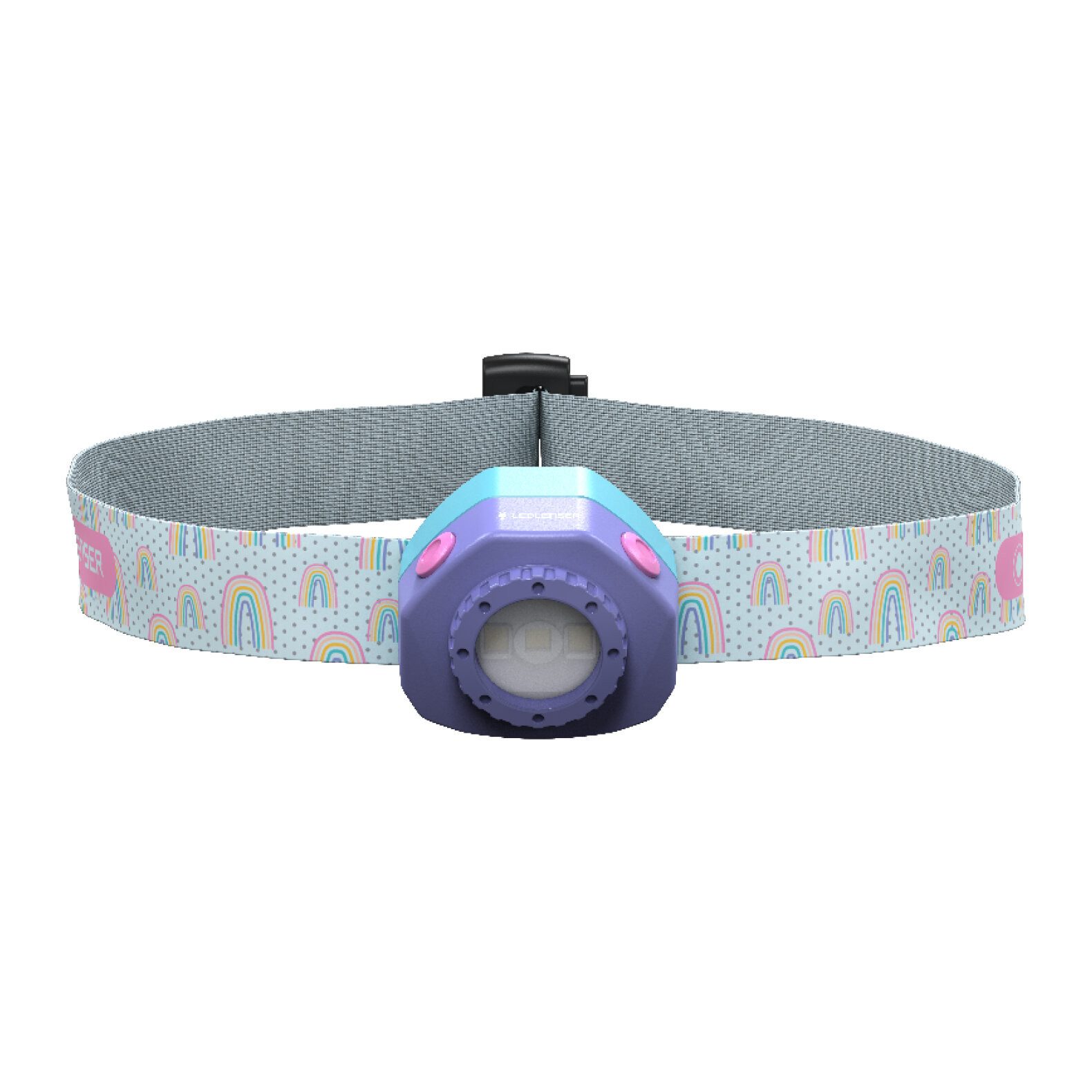 Ledlenser LED Stirnlampe Kidled4R Lila, 3 Farbmodi (Rot, Blau, Weiß), Blinkfunktion, wiederaufladbar, Clip