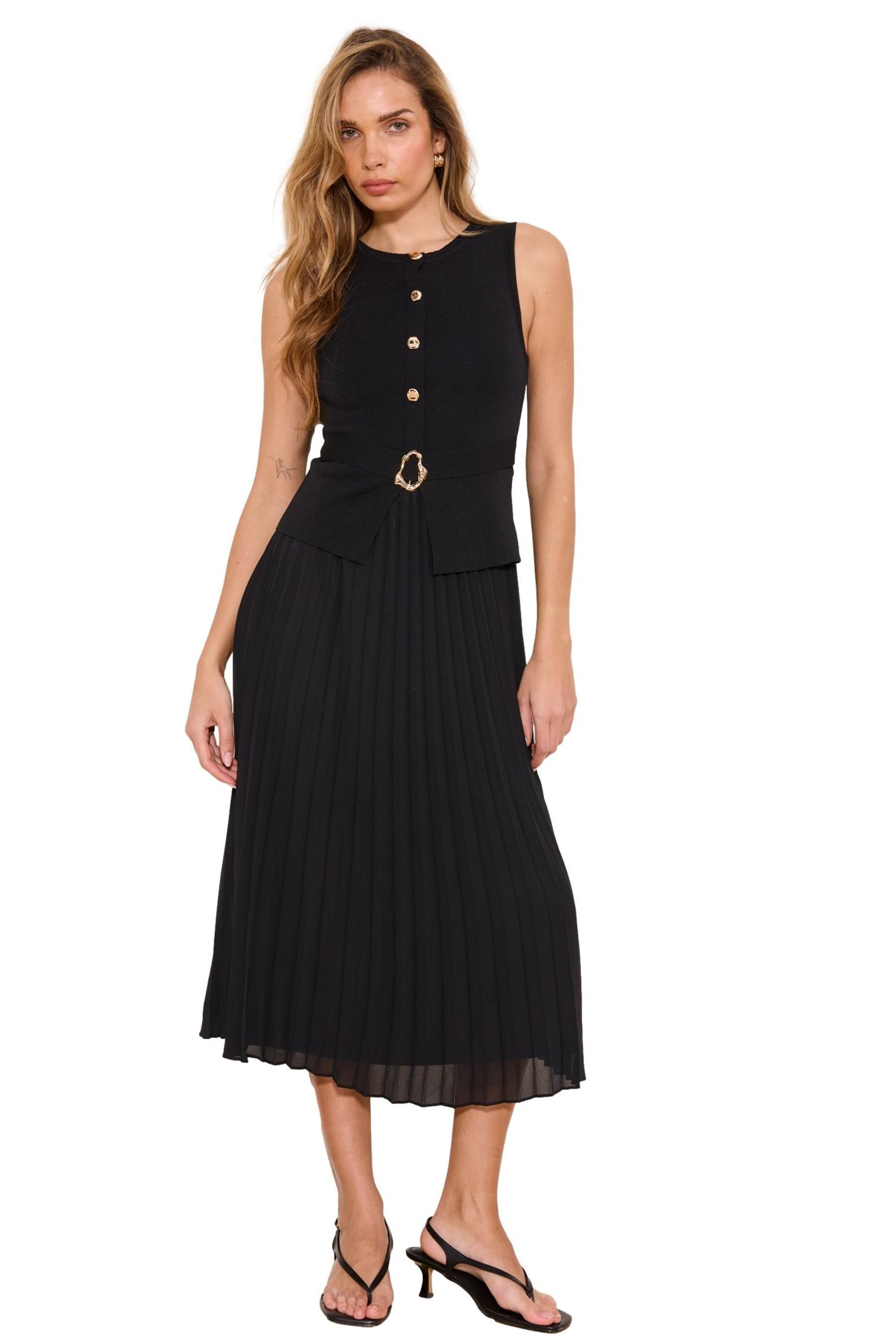 LIPSY Maxikleid Lipsy Maxikleid mit Hybrid-Chiffonrock und Gürtel (1-tlg)
