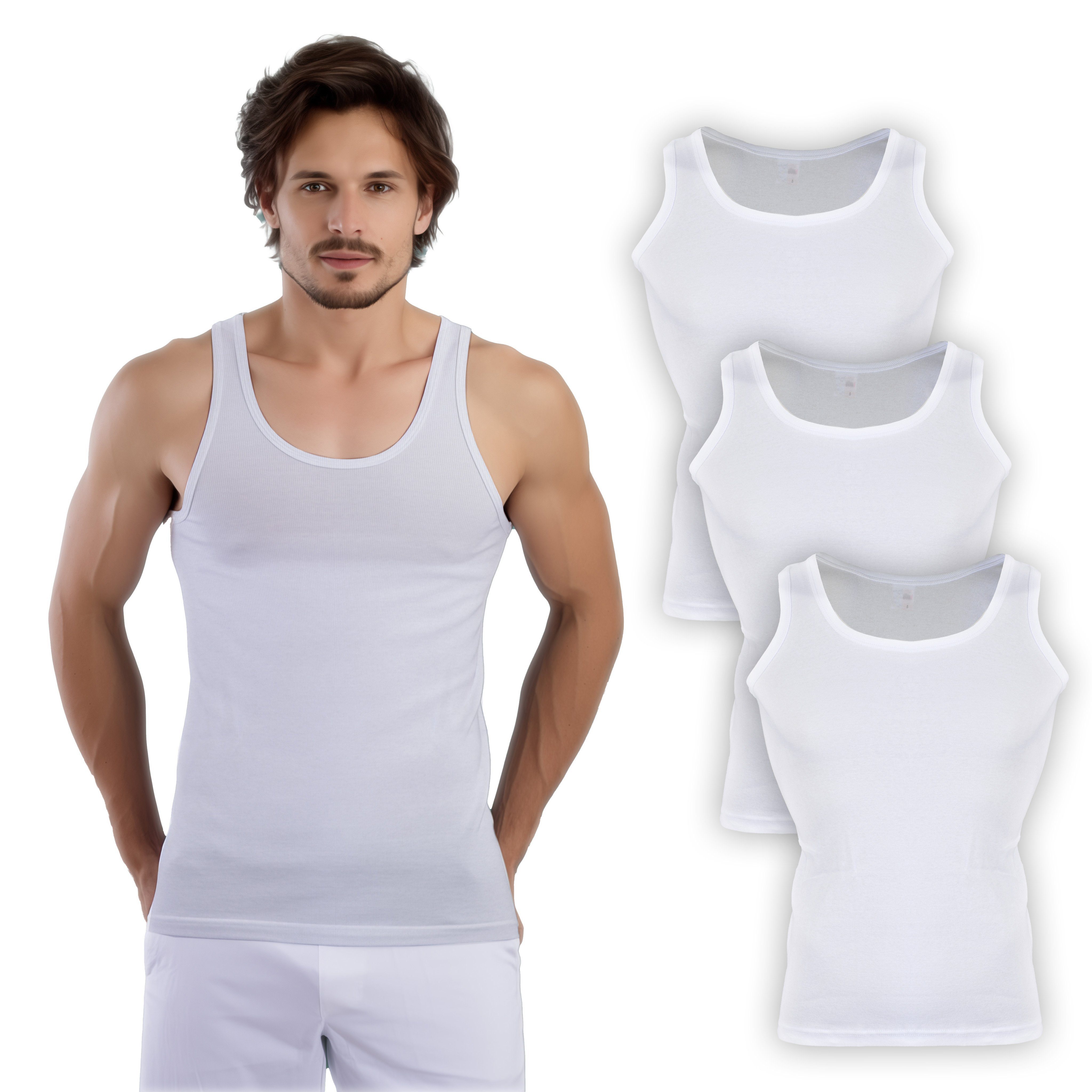 Frostfighter Unterhemd Herren Tank-Top (4-St) 100% Baumwolle, Feinripp, Schwarz oder Weiß | Ärmellose Unterhemden