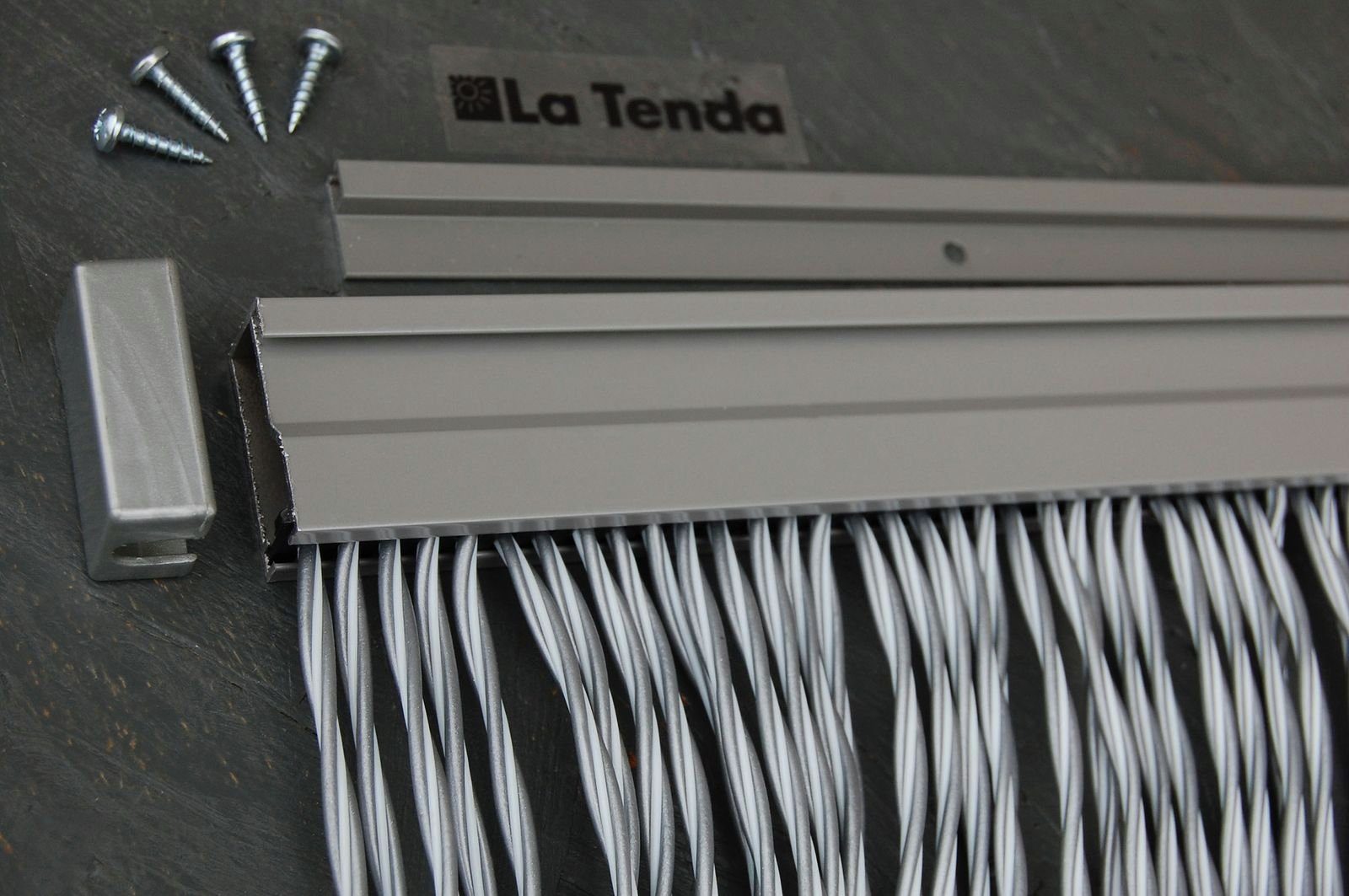 PVC La XL Insektenschutz-Vorhang grau, kürzbar x 1 Streifenvorhang Tenda Breite individuell 230 La PADOVA 120 cm, Länge und Tenda -