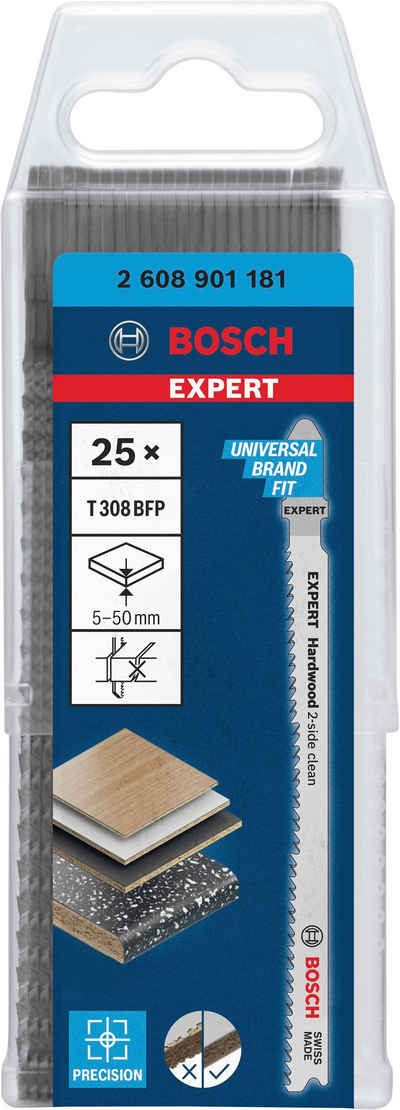 Bosch Professional Stichsägeblatt »EXPERT Hardwood 2-side clean-T 308 BFP« (Set, 25-St)