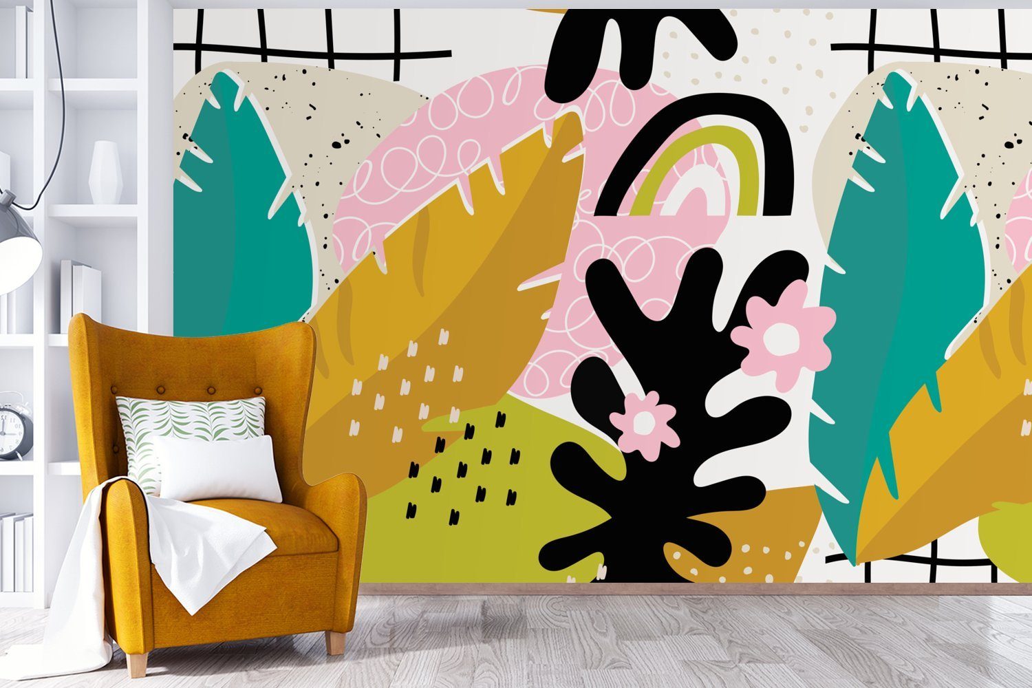 Tapete Wohnzimmer, Matt, - Vinyl Dschungel bedruckt, (6 Pflanzen Schlafzimmer, für Fototapete Kinderzimmer, Muster, MuchoWow St), - Wallpaper