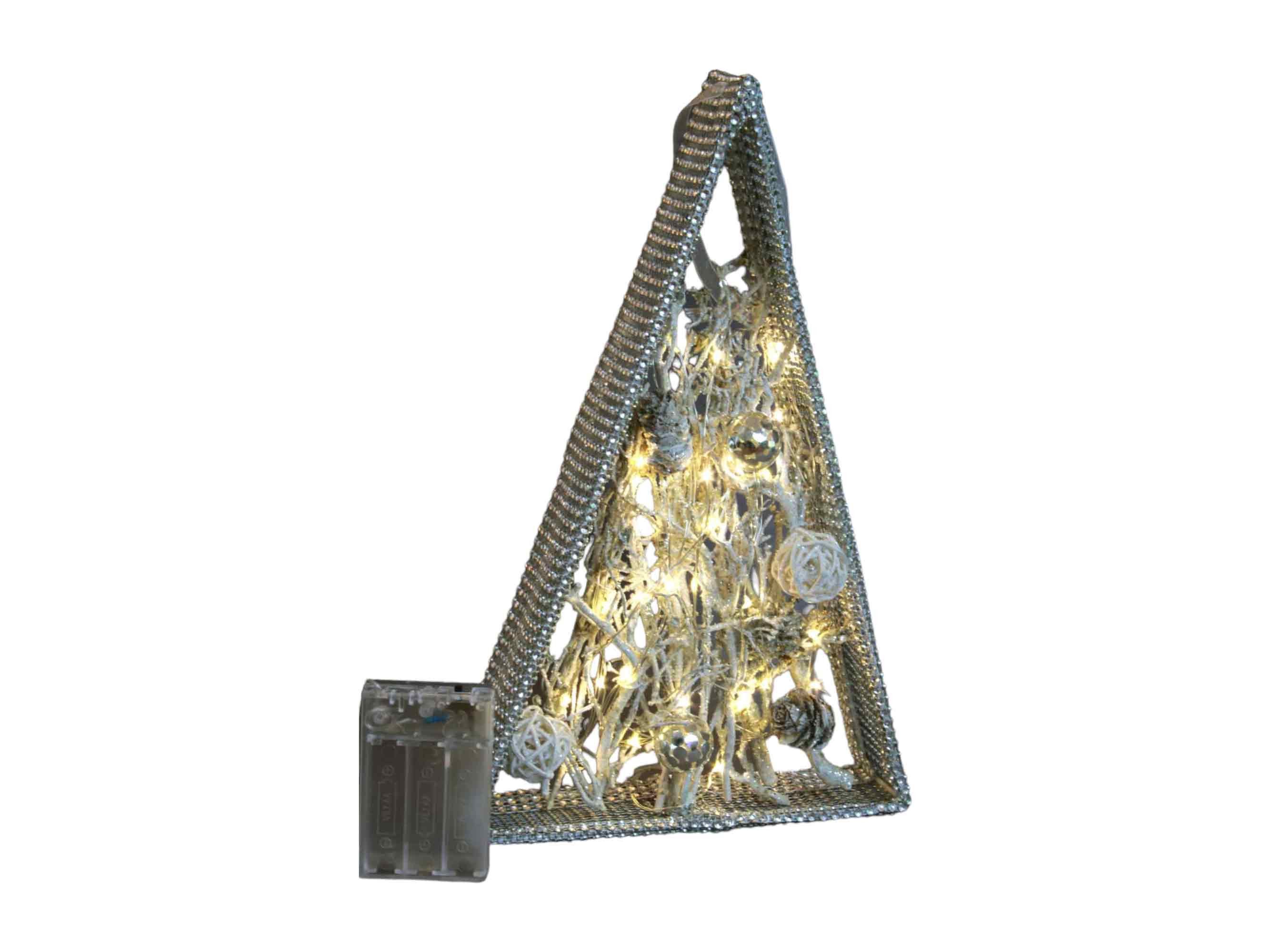 F-H-S International LED-Dekofigur (1 St), Pyramide 30 LEDs Rattan Perlen 32cm Timer