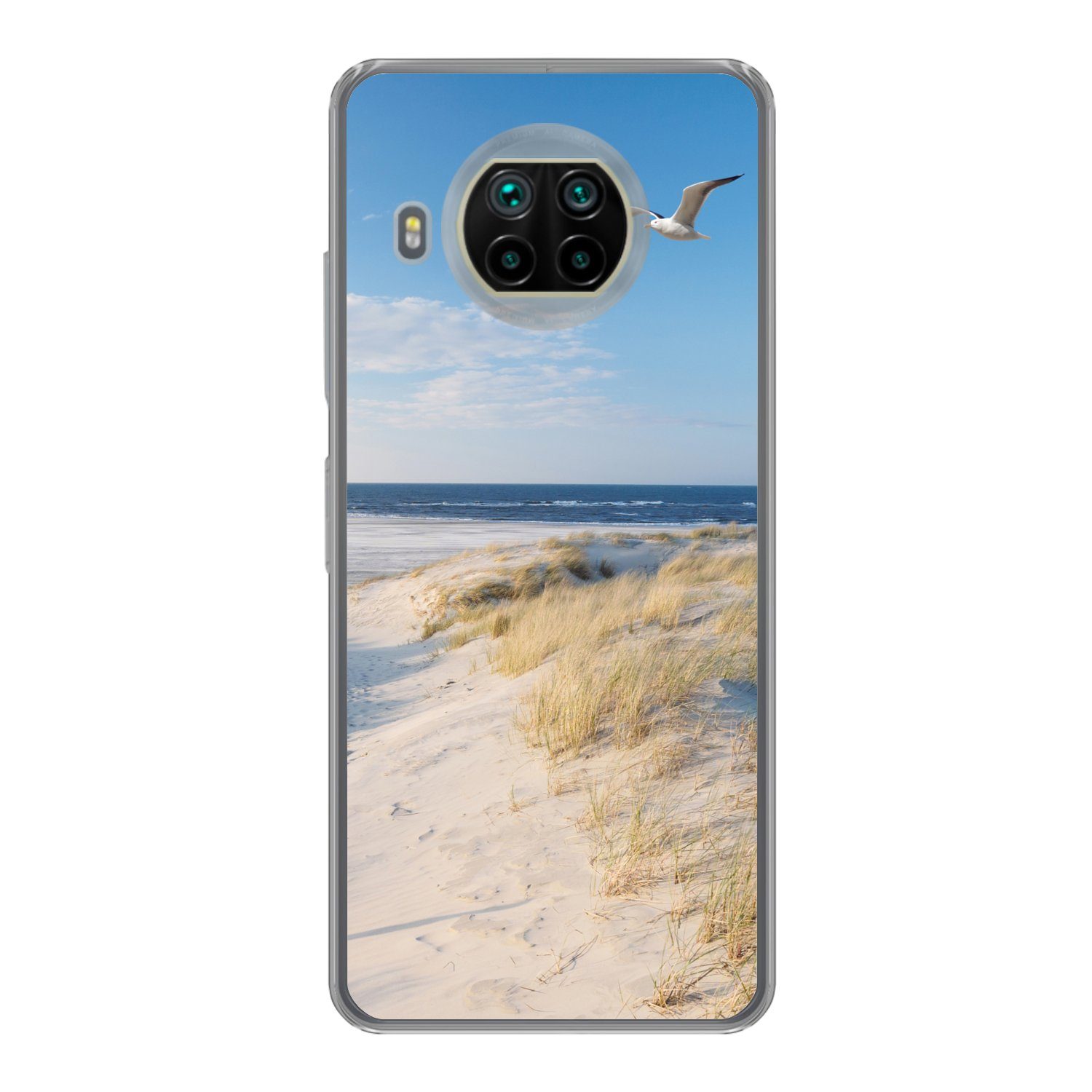 MuchoWow Handyhülle für Xiaomi Mi 10T Lite 5G Düne - Möwe - Strand - Meer - Sonne, Phone Case, Silikon, Schutzhülle Dünn