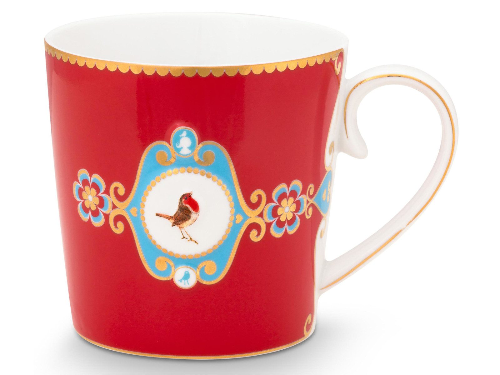 PiP Studio Becher Love Birds Medallion Red Henkelbecher Large 0,25l Set2, Porzellan