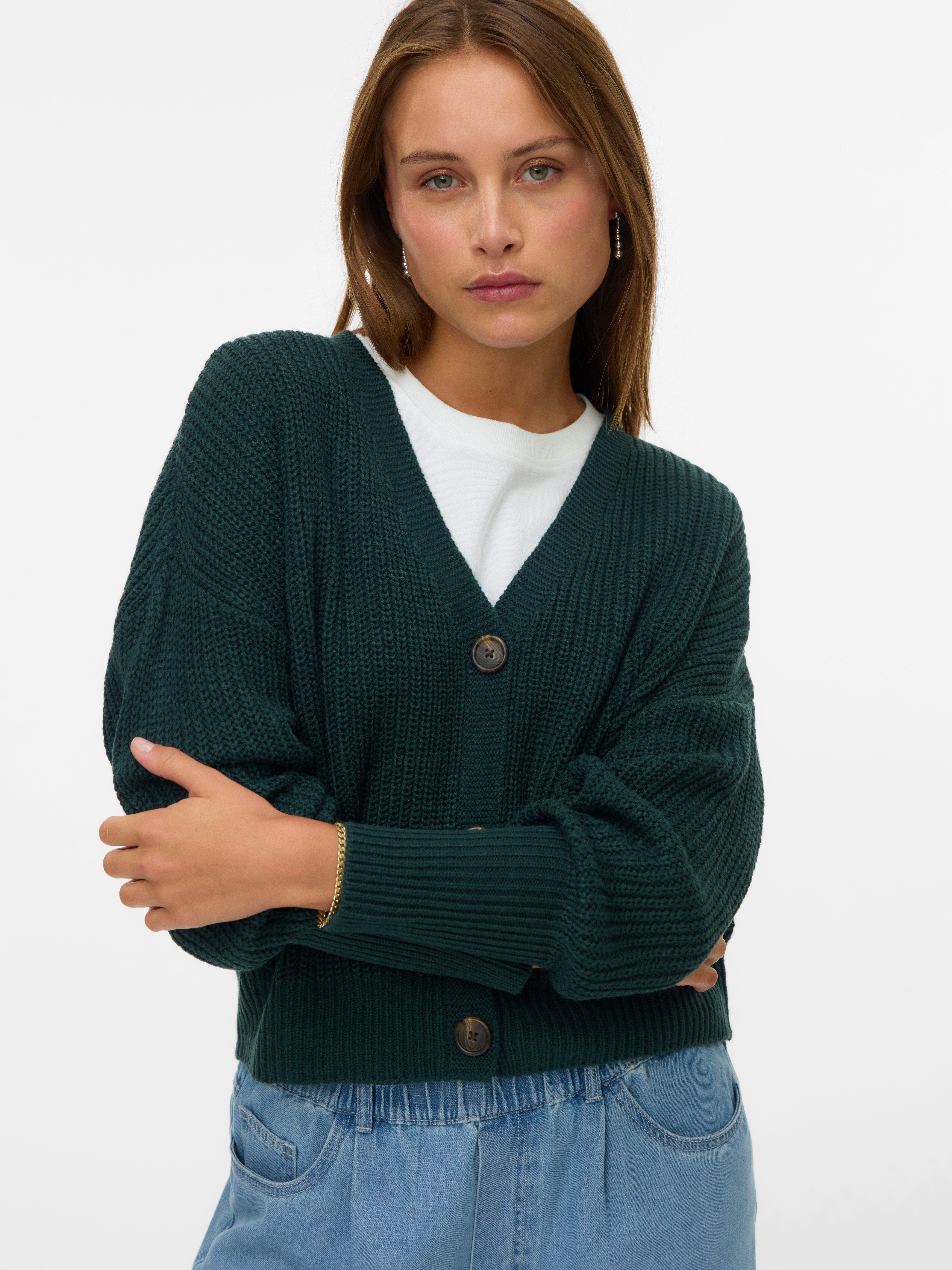 Vero Moda Strickjacke VMLEA LS V-NECK CUFF CARDIGAN NOOS Kunstfaser, regular fit
