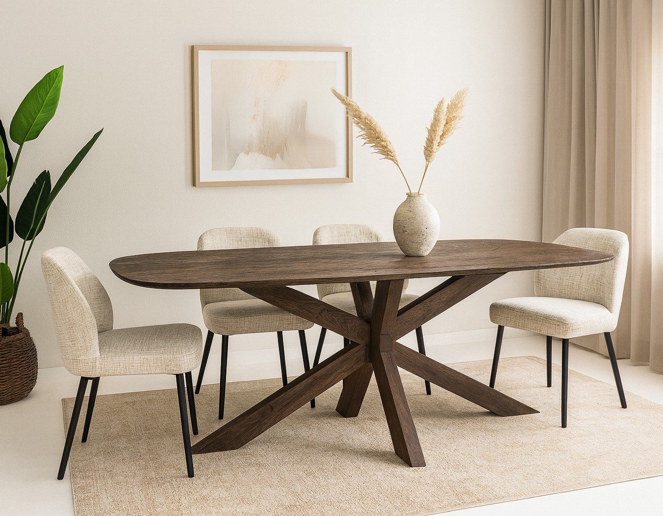 Maison ESTO Esstisch LISARO Esszimmertisch oval Massivholz Mangoholz braun 240 oder 210 cm, 2 Größen wählbar: 210 × 100 oder 240 × 105 cm