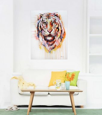 KUNSTLOFT Gemälde Königstiger 75x100 cm, Leinwandbild 100% HANDGEMALT Wandbild Wohnzimmer