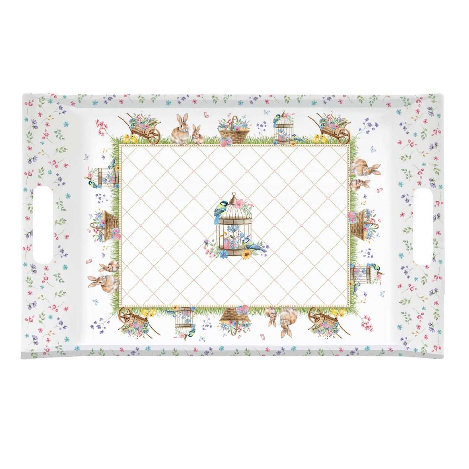 EasyLife Tafelservice Spring Bloom, Melamin, Höhe: 3cm, Farbe: Mehrfarbig, Motiv: Hasen & Blumenkörbe