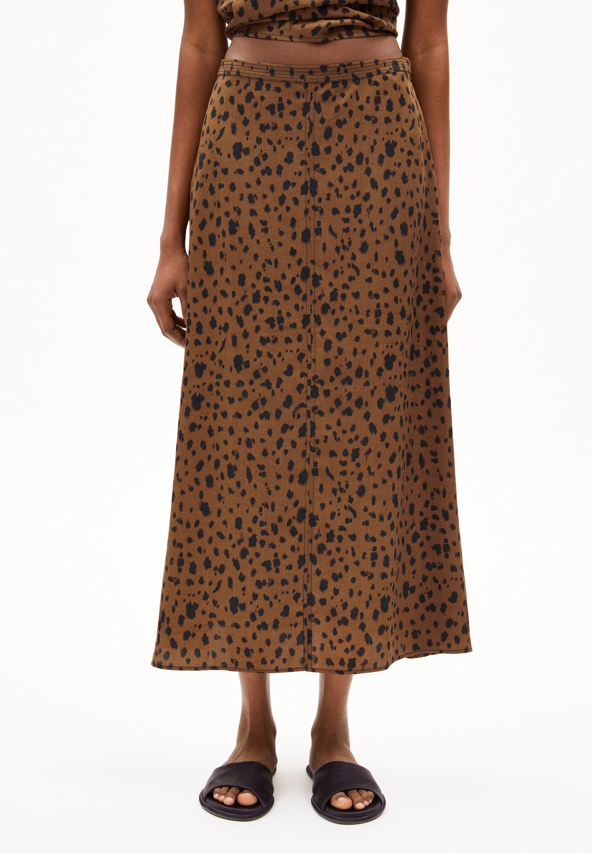 Armedangels Jerseyrock WOLAARIA LEOPAA Webrock aus TENCEL™ Lyocell (Regular Fit) Knöchellang