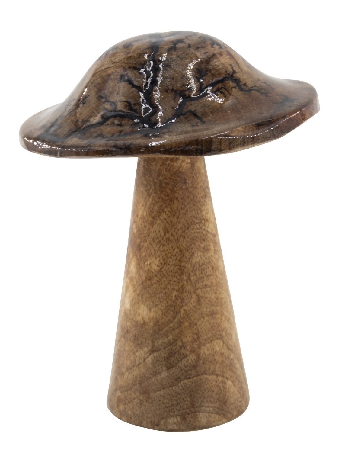Mel-O-Design Dekoobjekt Pilz Deko Pilz aus Holz groß (Herbst Deko, Holzdeko), mit glasiertem Hut