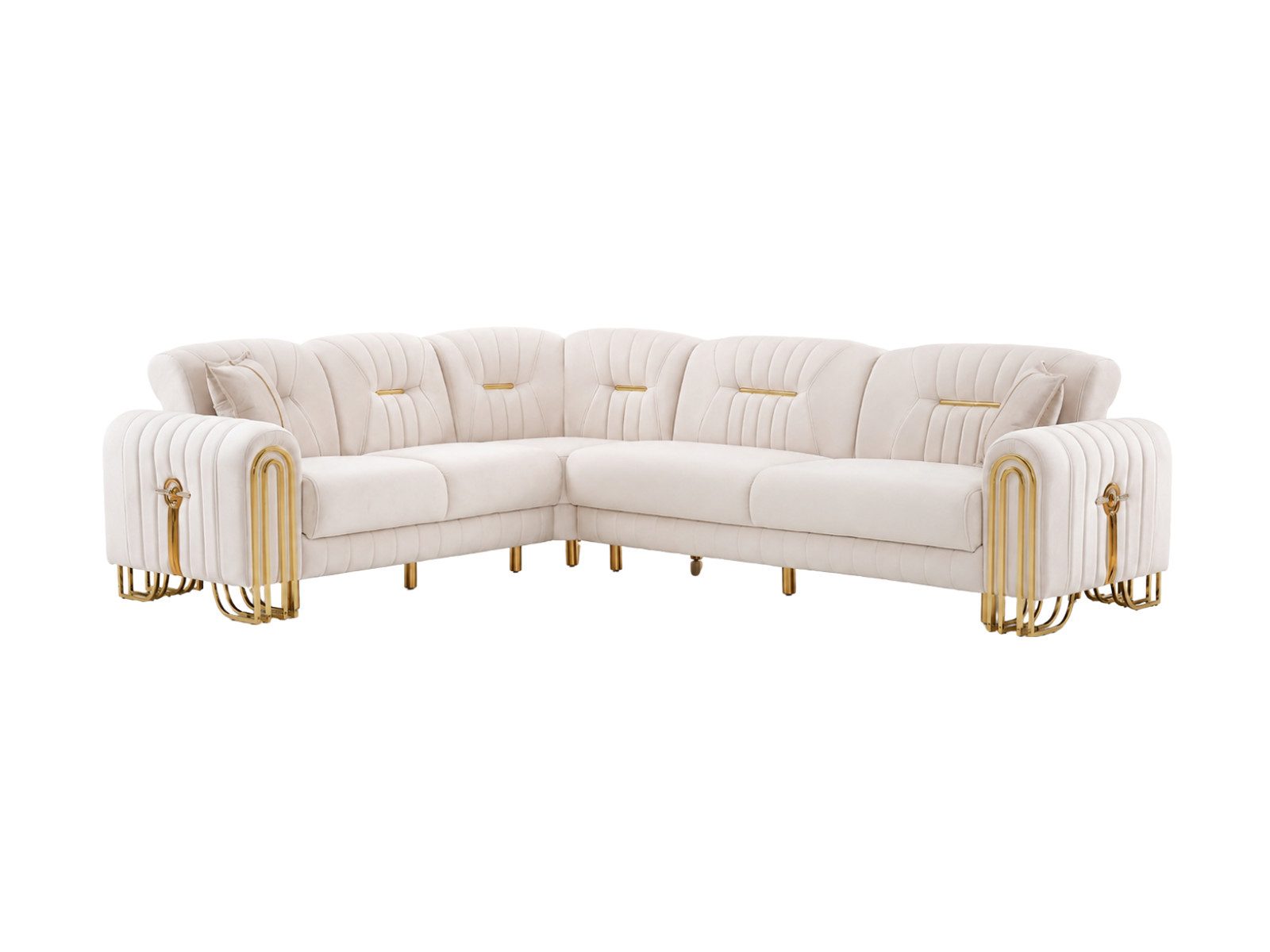 Villa Möbel Ecksofa Bogota Creme, 1 Teile, mit Stauraum