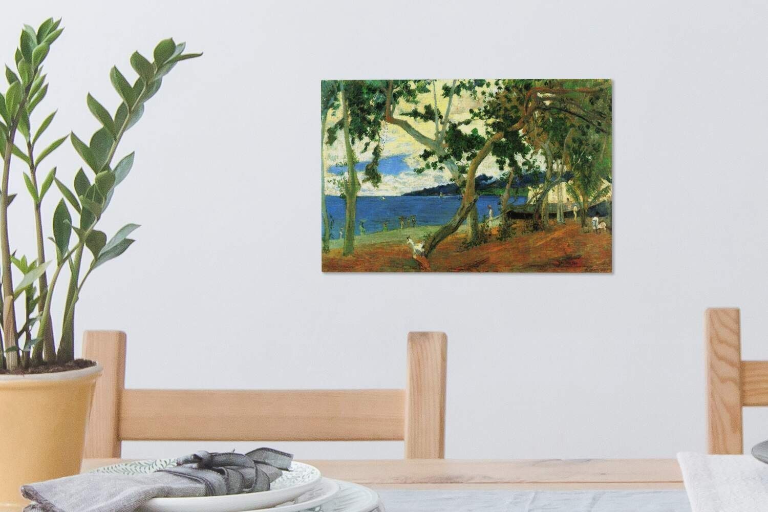 Am St), - Leinwandbilder, von Gauguin, OneMillionCanvasses® Rande Wanddeko, 30x20 Aufhängefertig, Gemälde Paul (1 Wandbild Sees Leinwandbild cm des