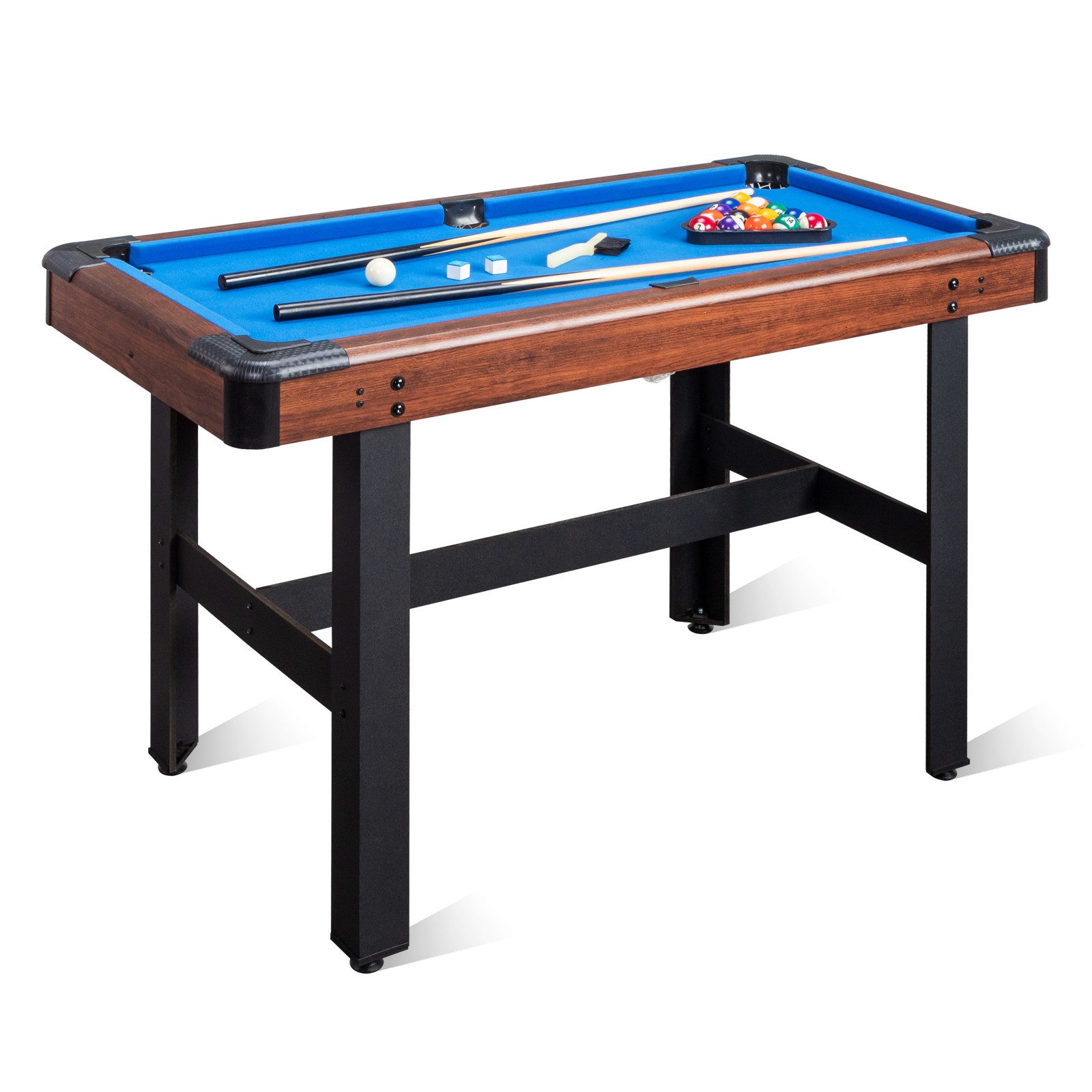 LALAHO Billardtisch Tischbillard mit Billardqueue und Billardkugel,Pooltisch, incl. 2 Queue, Kugelset, Dreieck, Maße 122 x 61 x 76 cm