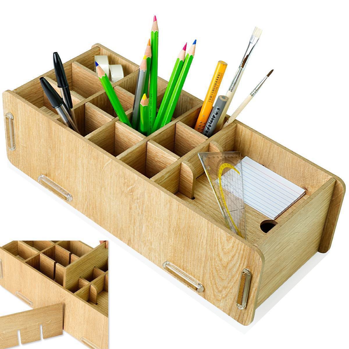 clipfritz Allzweckkorb clipfritz Utensilienbox EDE, Holz-natur, Nachhaltig, Vielseitig, Einfache Montage, Stecksystem, flexible Fächer