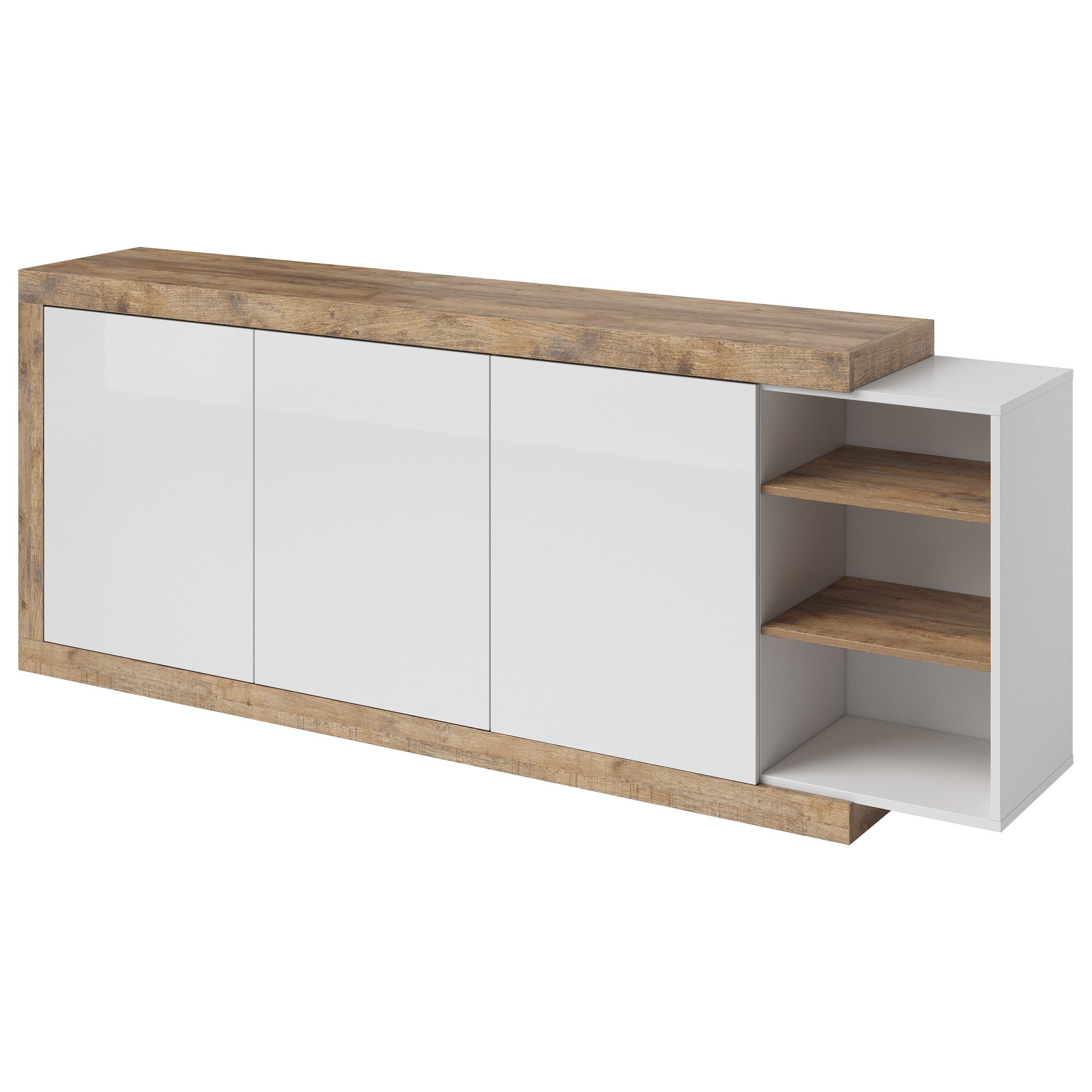 Masseno Kommode SINFONIA 220 cm Sideboard und 3 Türen braun