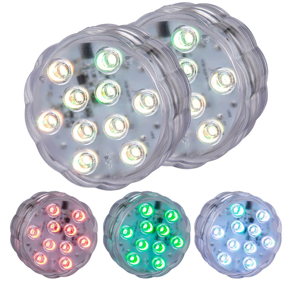 GLOBO LIGHTING Gartenleuchte, LED-Leuchtmittel fest verbaut, Farbwechsel, Poollampe Schwimmlicht Gartendeko Außenlampe RGB Farbwechsel D 7 cm 2x