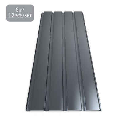 Mondeer Wellplatte Dachplatten, 12x Trapezblech 115cm x 45cm verzinkt Profilblech Dachblech