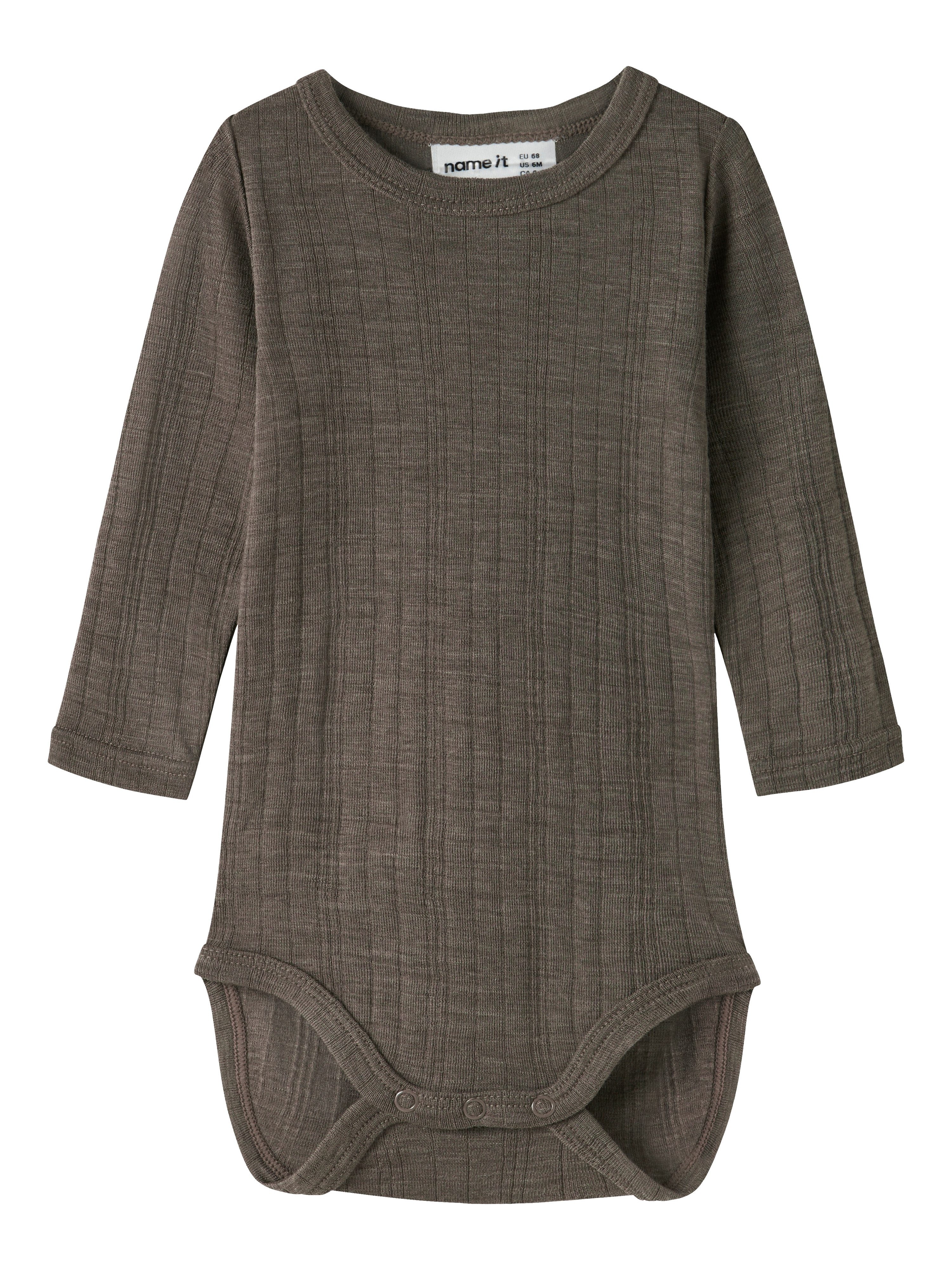 Name It Langarmbody NBMWANG WOOL NEEDLE LS BODY SOLID NOOS aus reiner Merinowolle