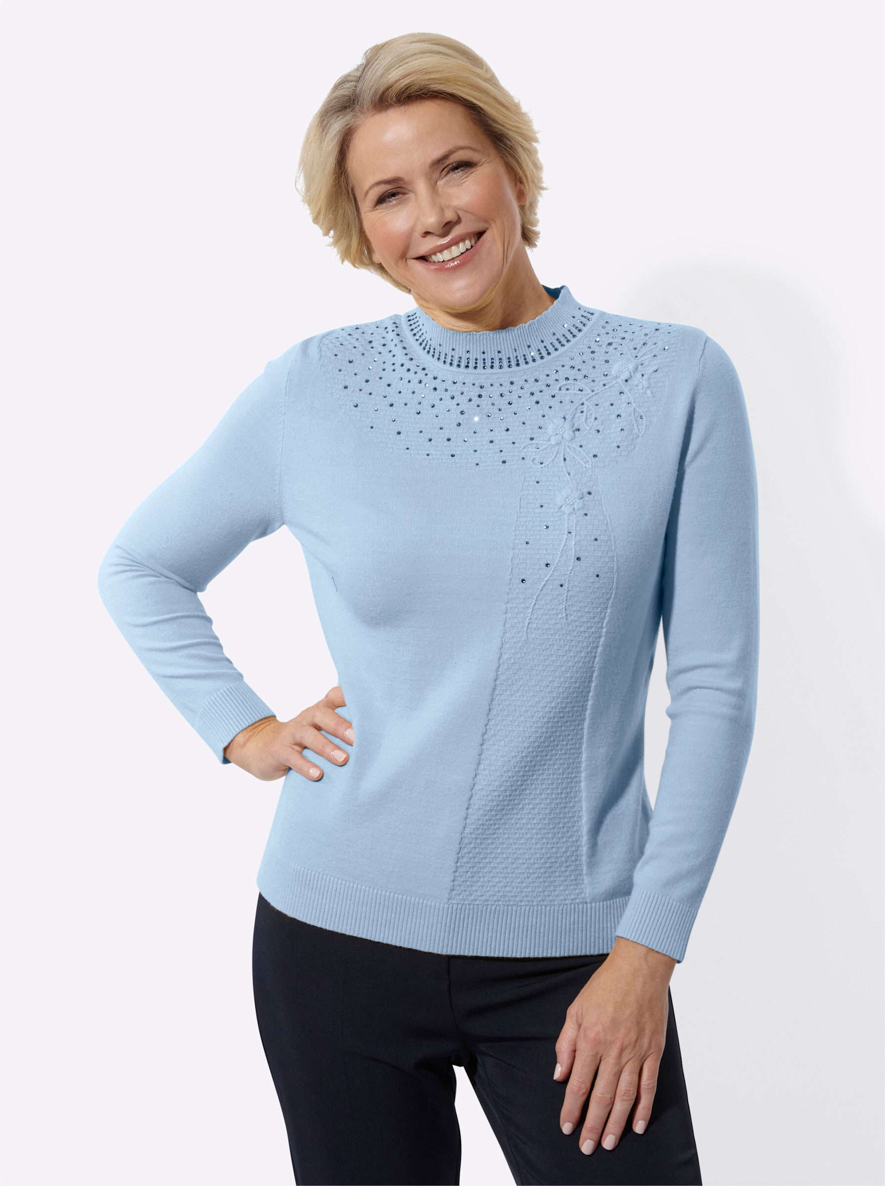 Strickpullover Stehkragen-Pullover Langarm Jersey
