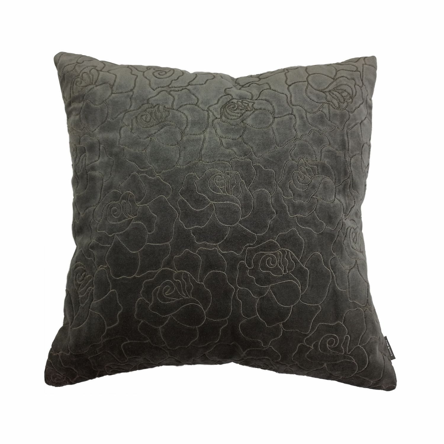 INNA-Glas Dekokissen Zierkissen Couch ALAIA, Rosenmuster, grau, 45x45cm