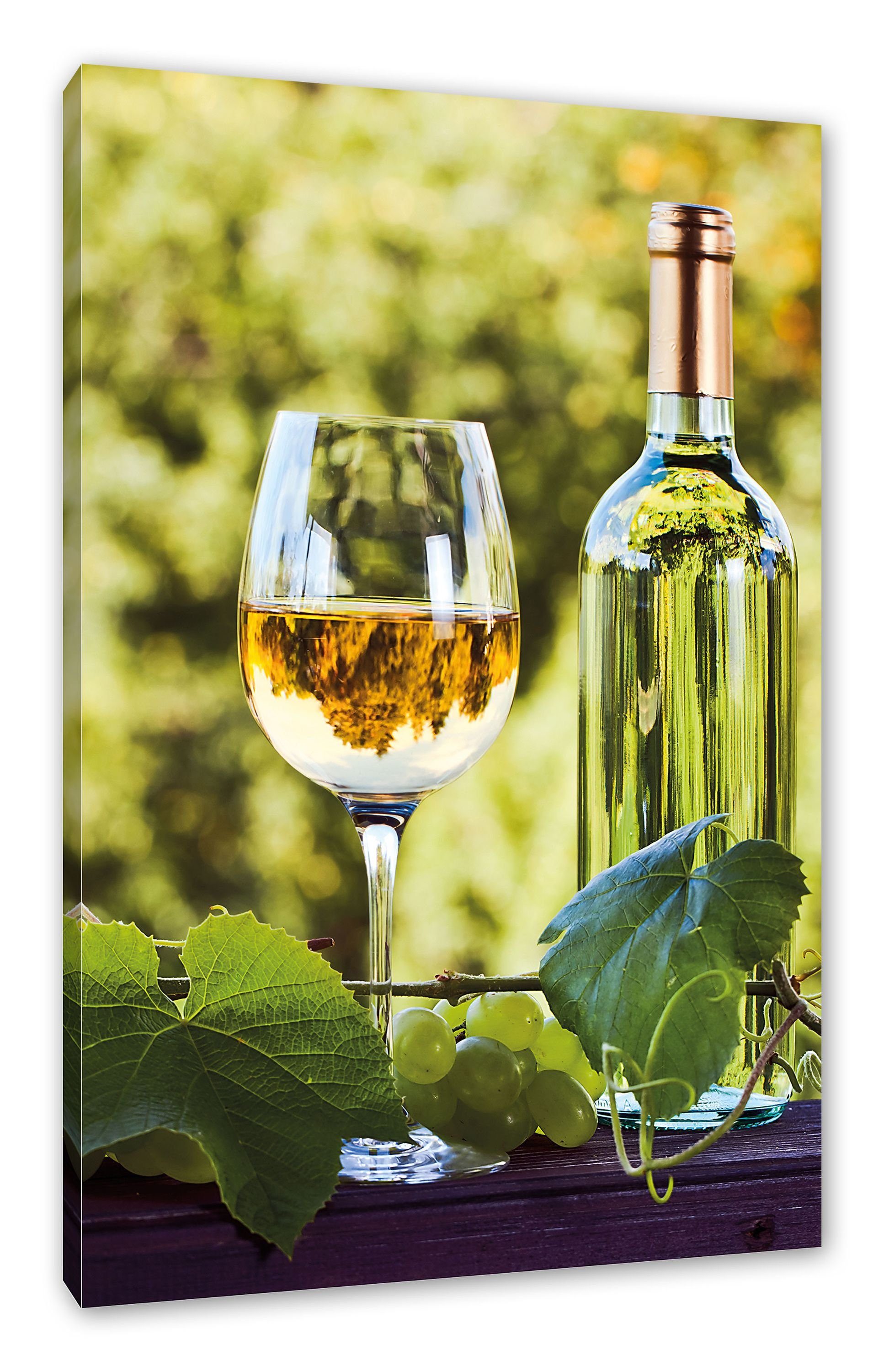 Pixxprint Leinwandbild Wein und St), inkl. Zackenaufhänger Weintrauben, Leinwandbild bespannt, und (1 Weintrauben Wein fertig