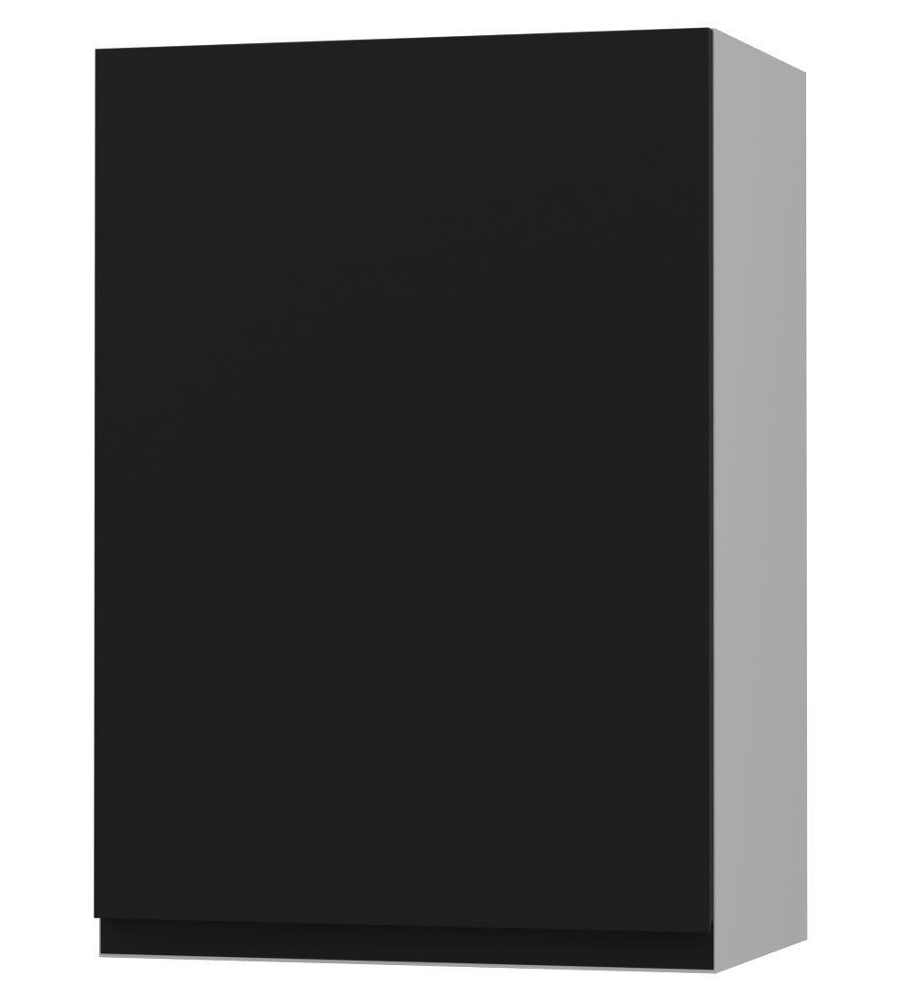 Feldmann-Wohnen Klapphängeschrank Avellino (W2/50, 1-türig, 2 Einlegeböden, 1-St., moderne Optik, Acrylfronten, Griffmulden) 50x32,5x72cm grifflos grau - schwarz Acryl matt (AV-W2/50)