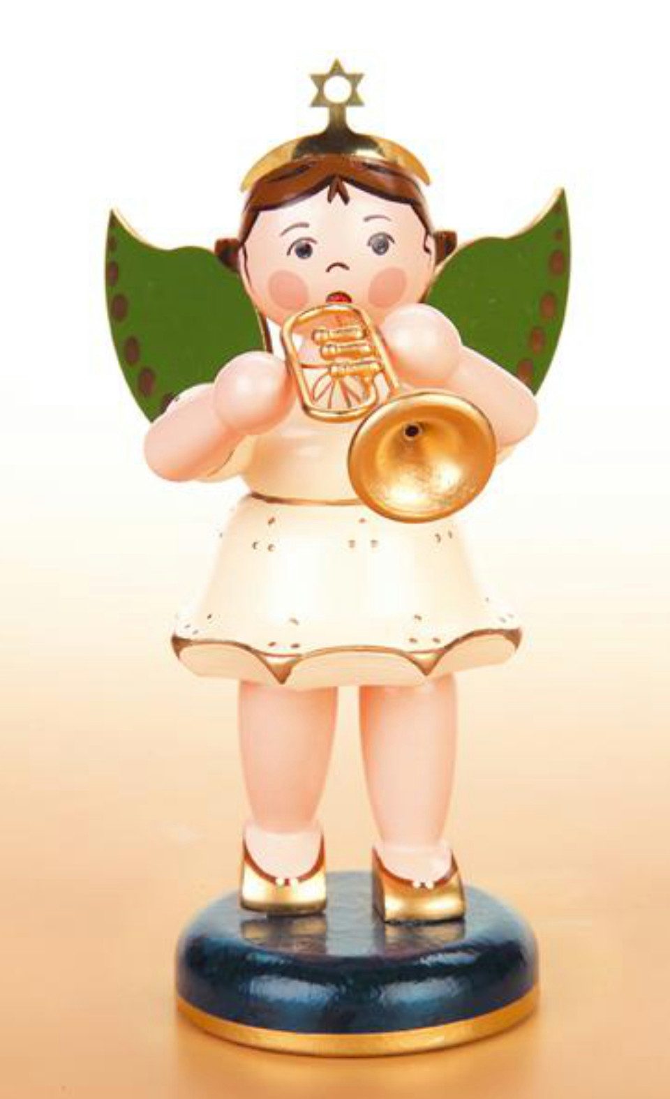 Hubrig Volkskunst Zschorlau Erzgebirge Engelfigur Hubrig Engel - Trompete