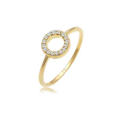 Elli DIAMONDS Verlobungsring Kreis Geo Diamant Verlobung 0.08 ct. 375 Gelbgold