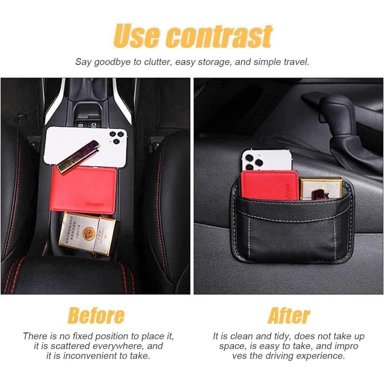 LuxusKollektion Auto-Rückenlehnentasche Seitentasche Autositz Mini-Organizer Kunstleder Aufbewahrungstasche – Bild 4 von 5