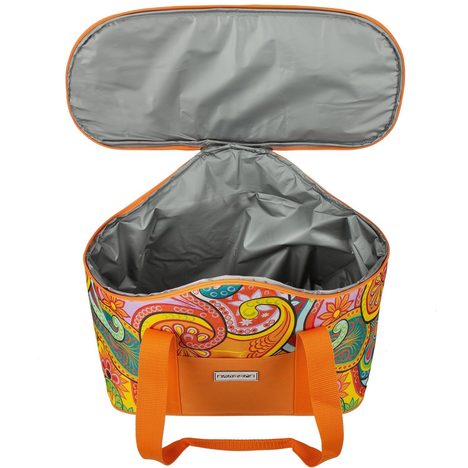 Farbwahl 3 mit paisley Kühltasche anndora Picknickkorb + Tragegriff - Kühlakkus