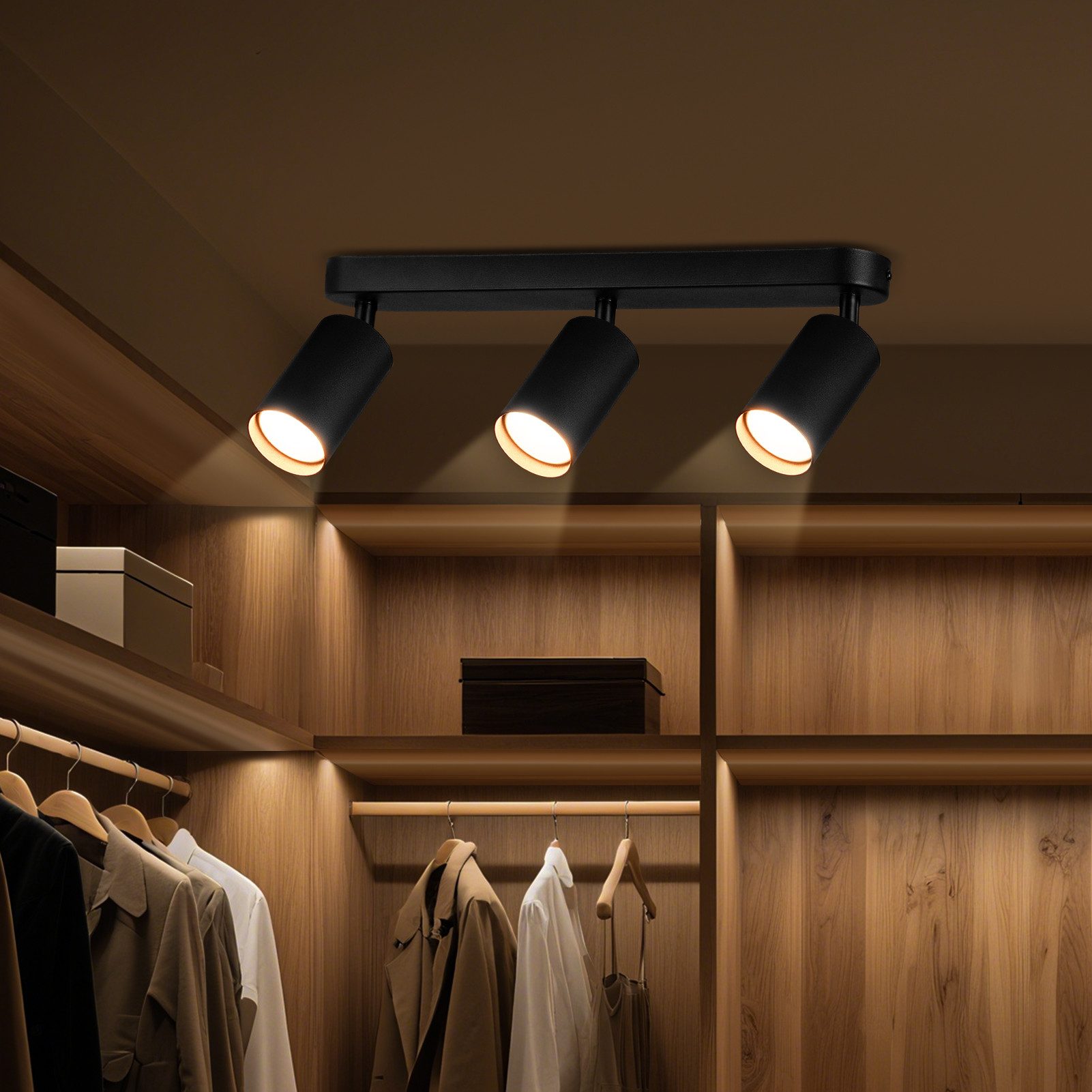 STANBOW Deckenstrahler LED-Deckenstrahler 1/3 Fassung GU10 Deckenleuchte 350° drehbar, ohne Leuchtmittel, Warmweiß, Tageslichtweiß, Einfache Installation,warmwe – Bild 5 von 5