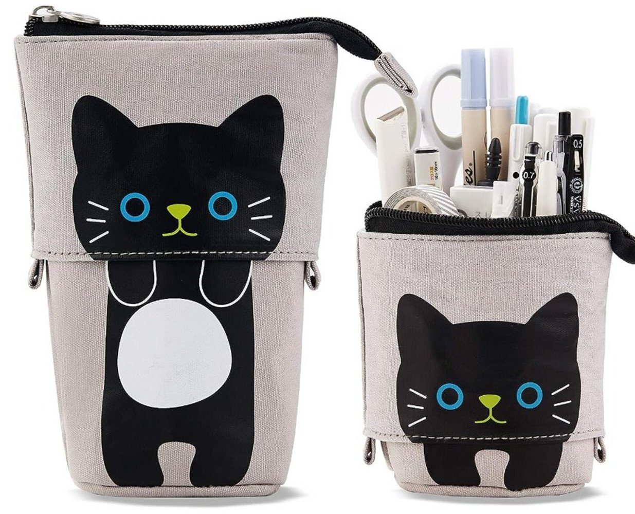 XDeer Federmäppchen Federmäppchen Mädchen,Süßer Katze 2-in-1 Pencil Case /Stifteköcher, für Teenager Schülerin