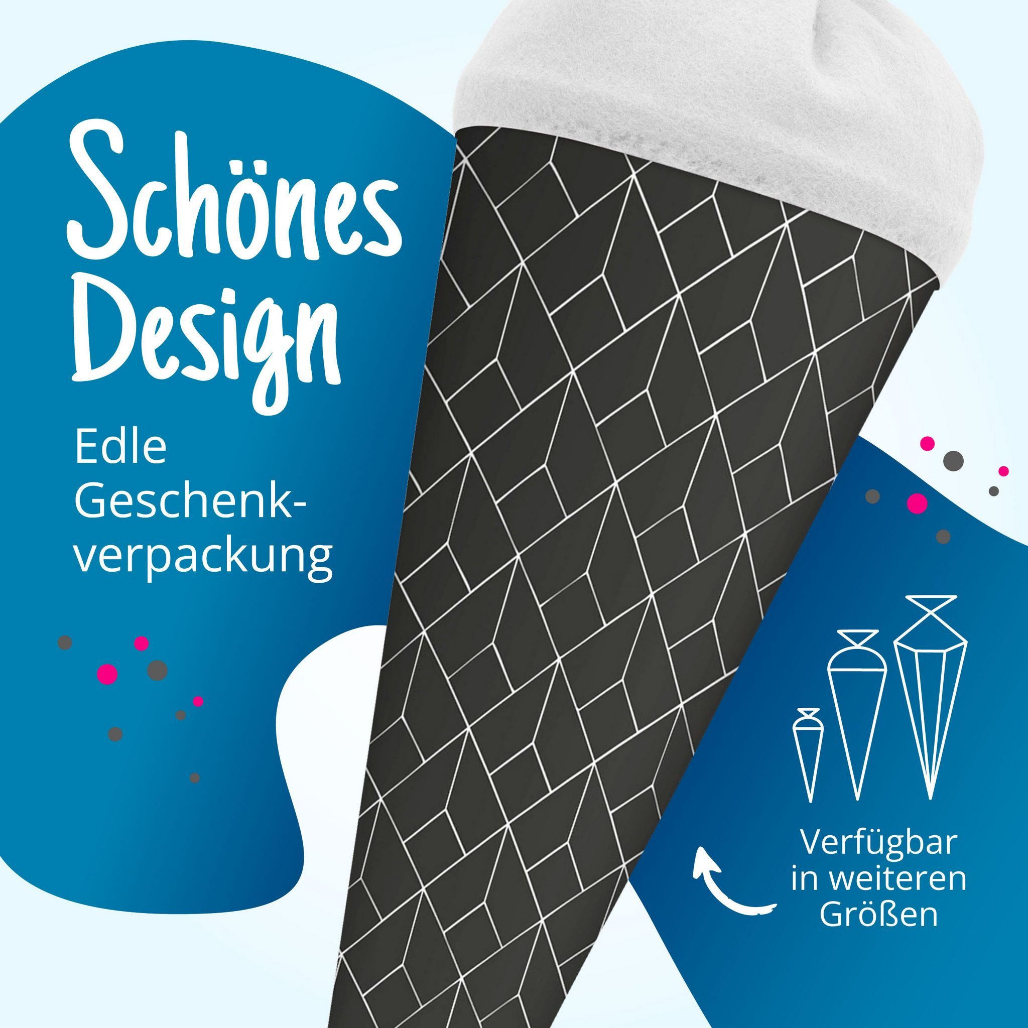 itenga Schultüte itenga Geschwister Schultüte 35cm "Muster abstrakt" schwarz weiß – Bild 4 von 5