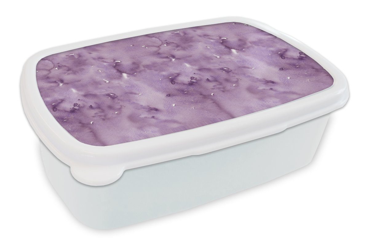 MuchoWow Lunchbox Aquarell - Muster - Lila, Kunststoff, (2-tlg), Brotbox für Kinder und Erwachsene, Brotdose, für Jungs und Mädchen weiß