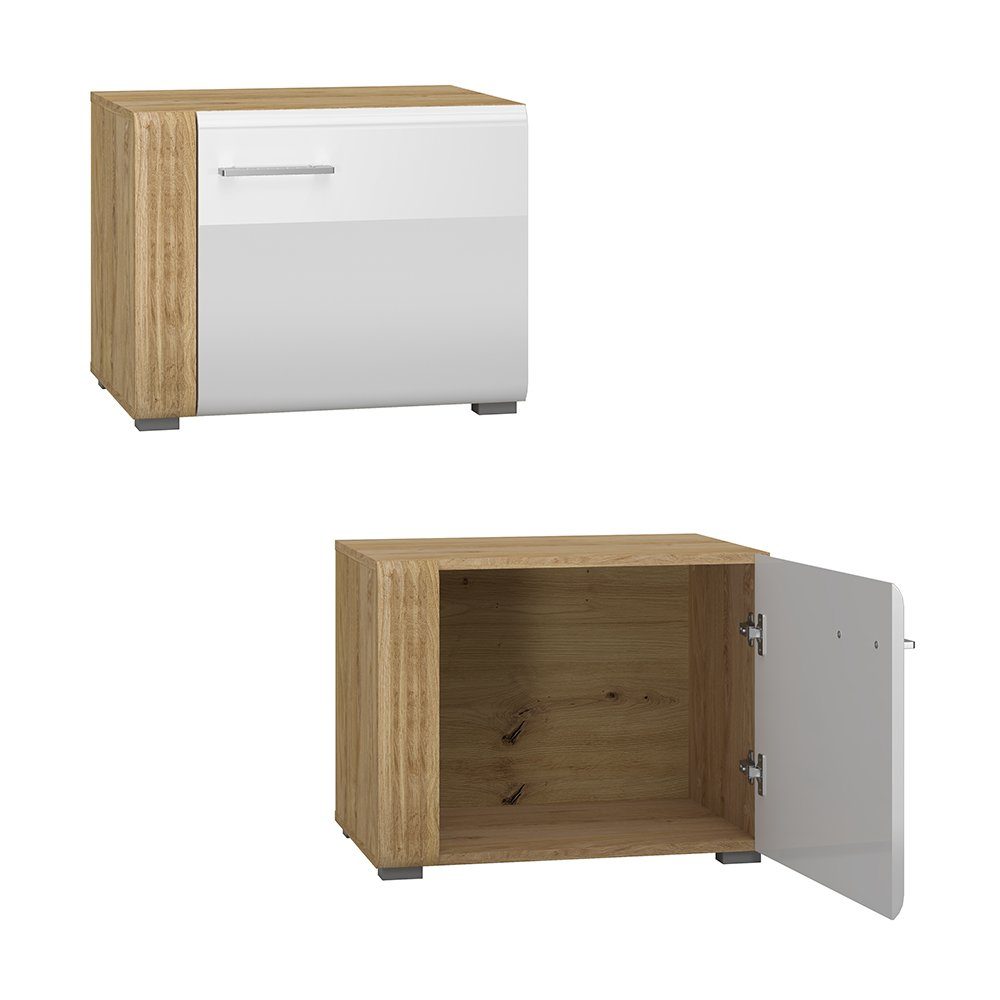 Lomadox Wohnwand AKRON-131, (4-St), Anbauwand inkl. Vitrinenschrank, Lowboard, Wandboard und Highboard