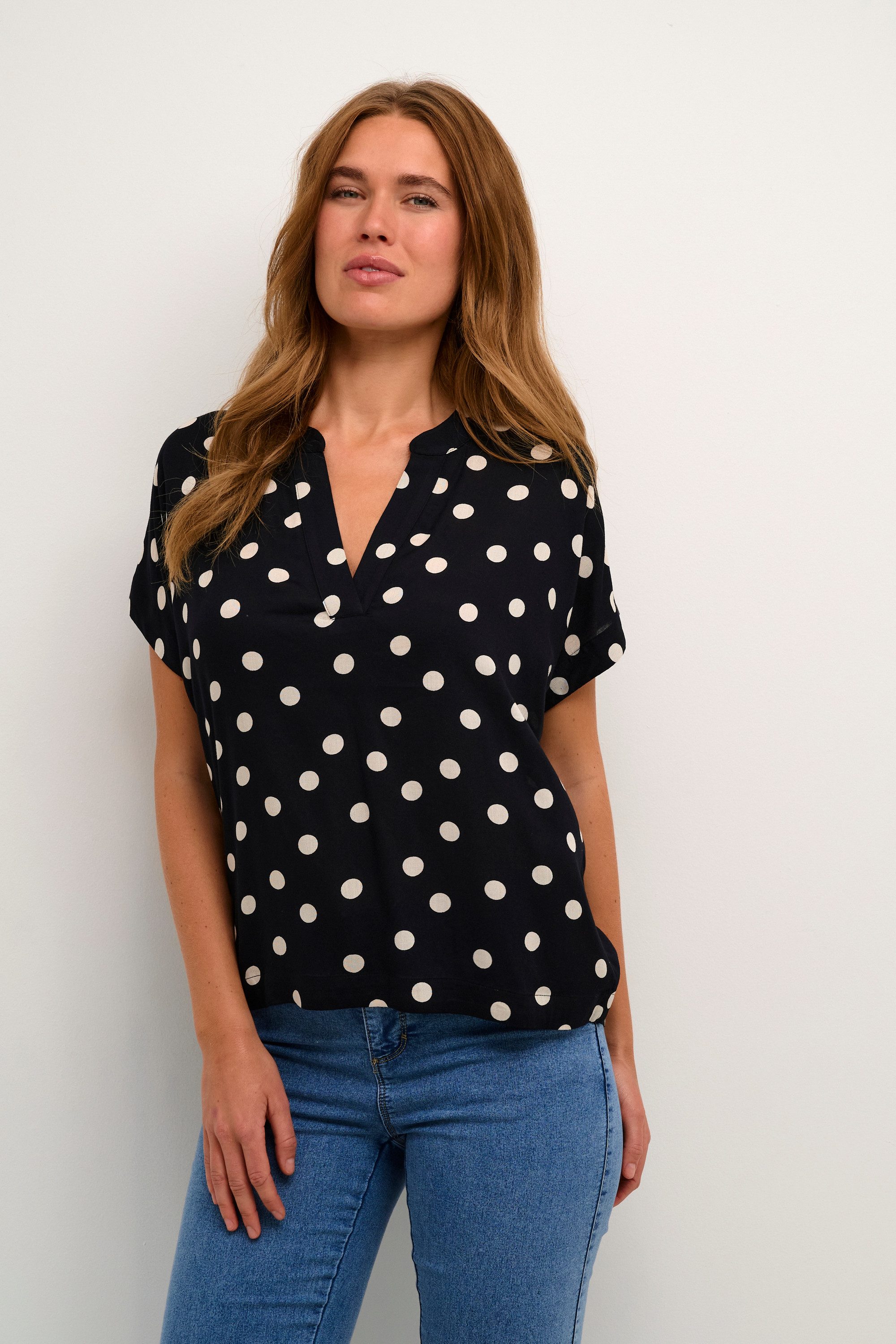 KAFFE Kurzarmbluse Kurzarm-Bluse KAano