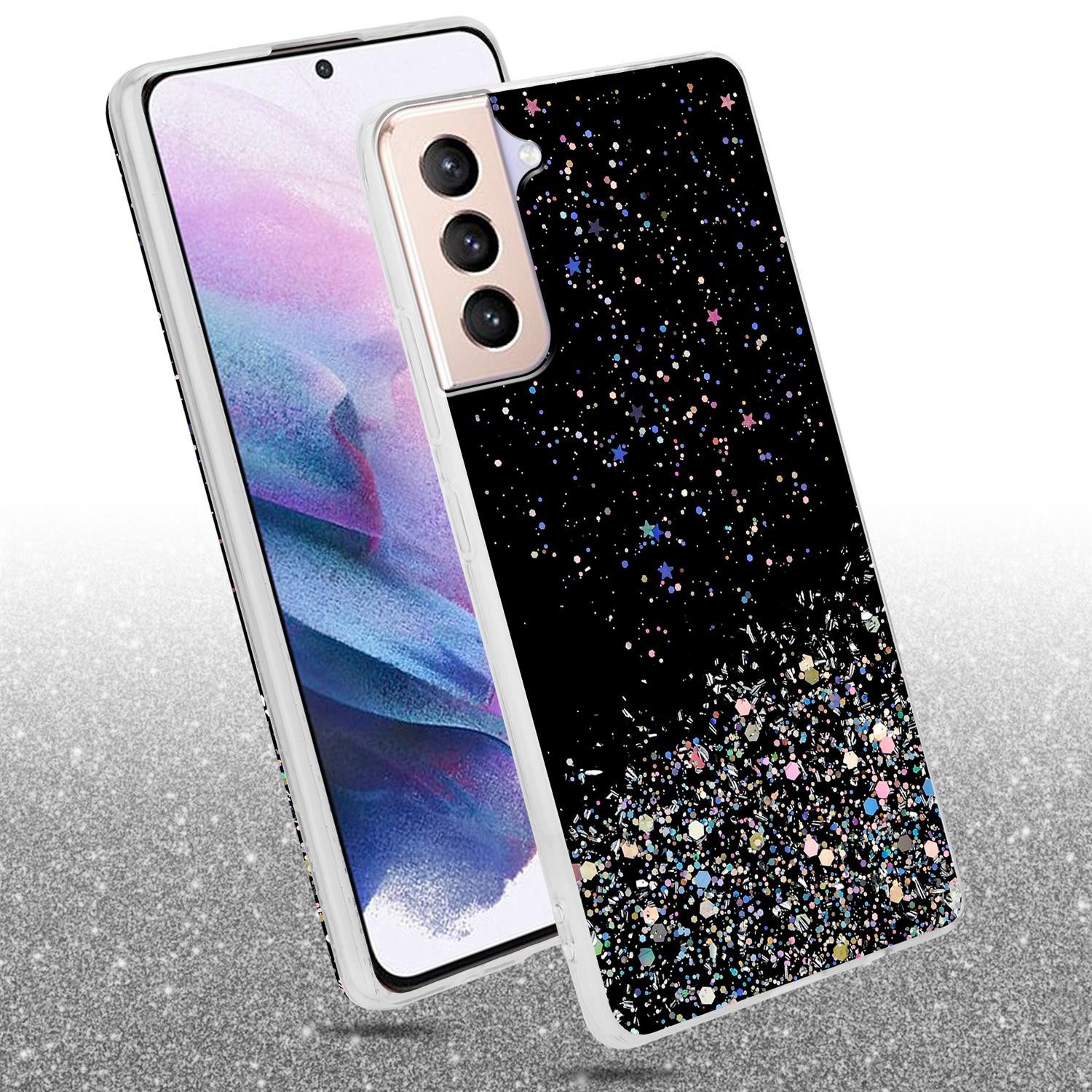 Cadorabo Handyhülle für Samsung Galaxy S21 PLUS Hülle Samsung Galaxy S21 PLUS, Flexible TPU Silikon Handy Schutzhülle - Hülle - mit Glitzer