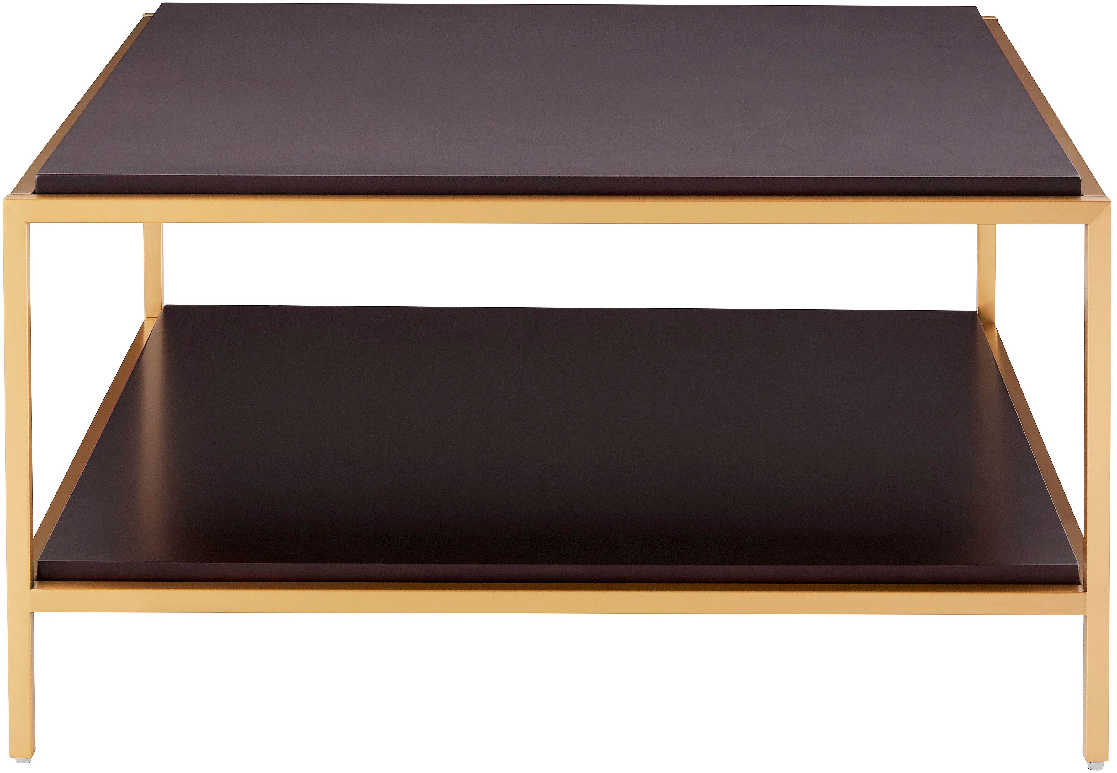 OTTO home Couchtisch Cherlen, mit zwei Ablageflächen und goldfarbenem Gestell, quadratisch
