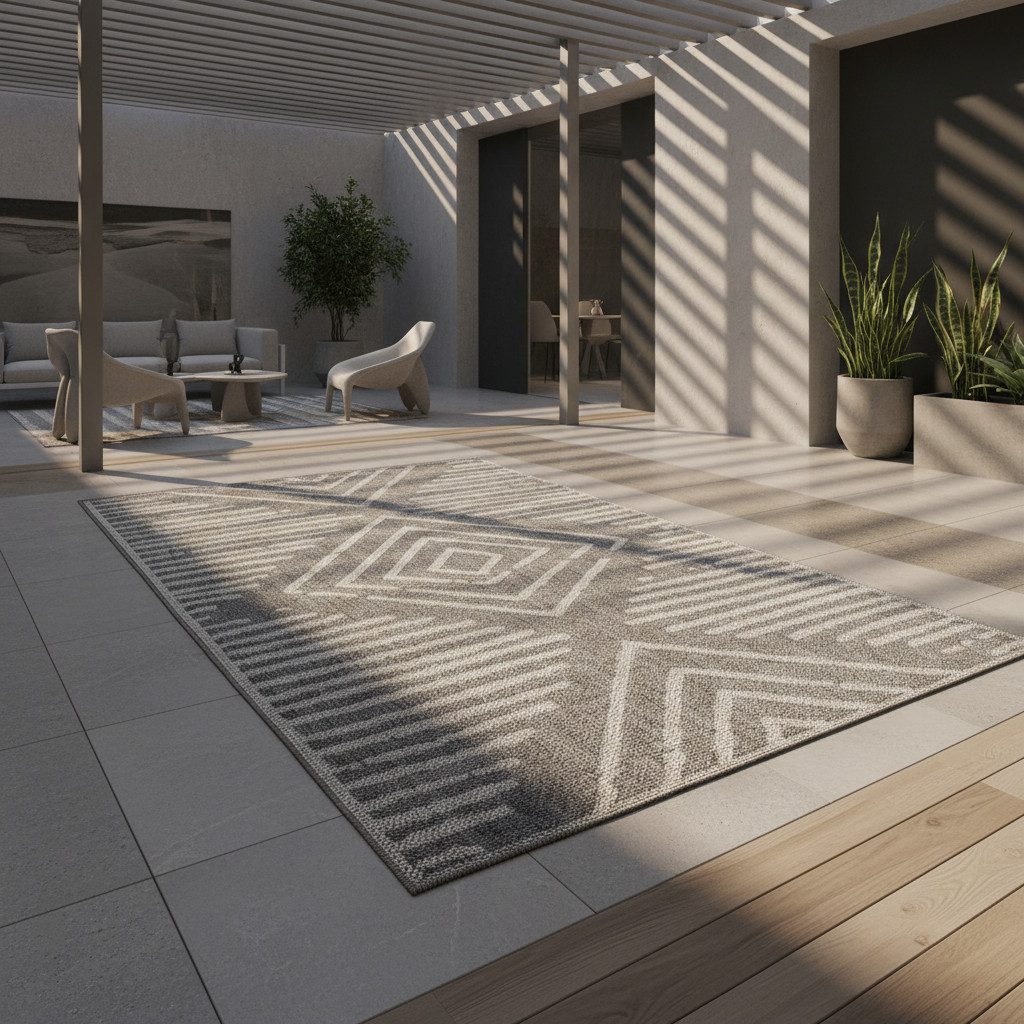 KADIMA DESIGN Outdoorteppich LIRIA Wetterfest UV-Beständig Balkon Waschbar Strapazierfähig, Rechteckig, Höhe: 7 mm, 60x100 cm, Balkonteppich Fußbodenheizung Waschbar