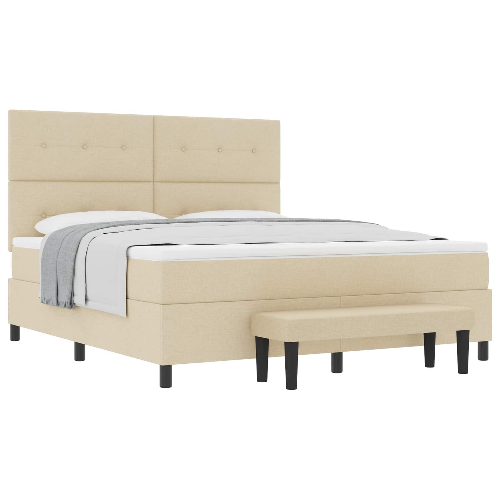 Bett Boxspringbett mit Kopfteil Creme 180 x 200 cm Stoff