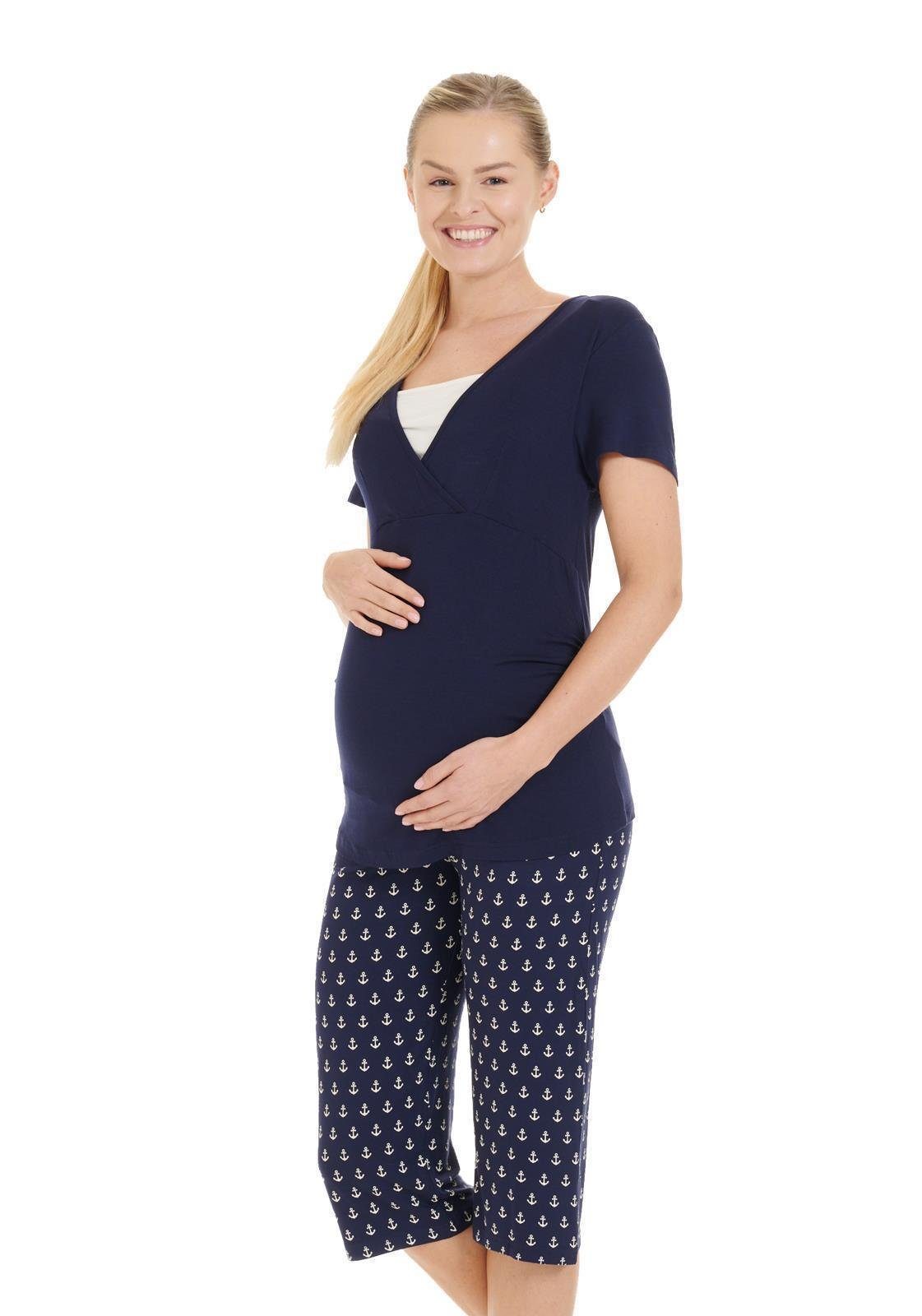 Herzmutter Umstandspyjama »Stillpyjama Kurz - Schwangerschaft - Soft -  Muster« (2 tlg)