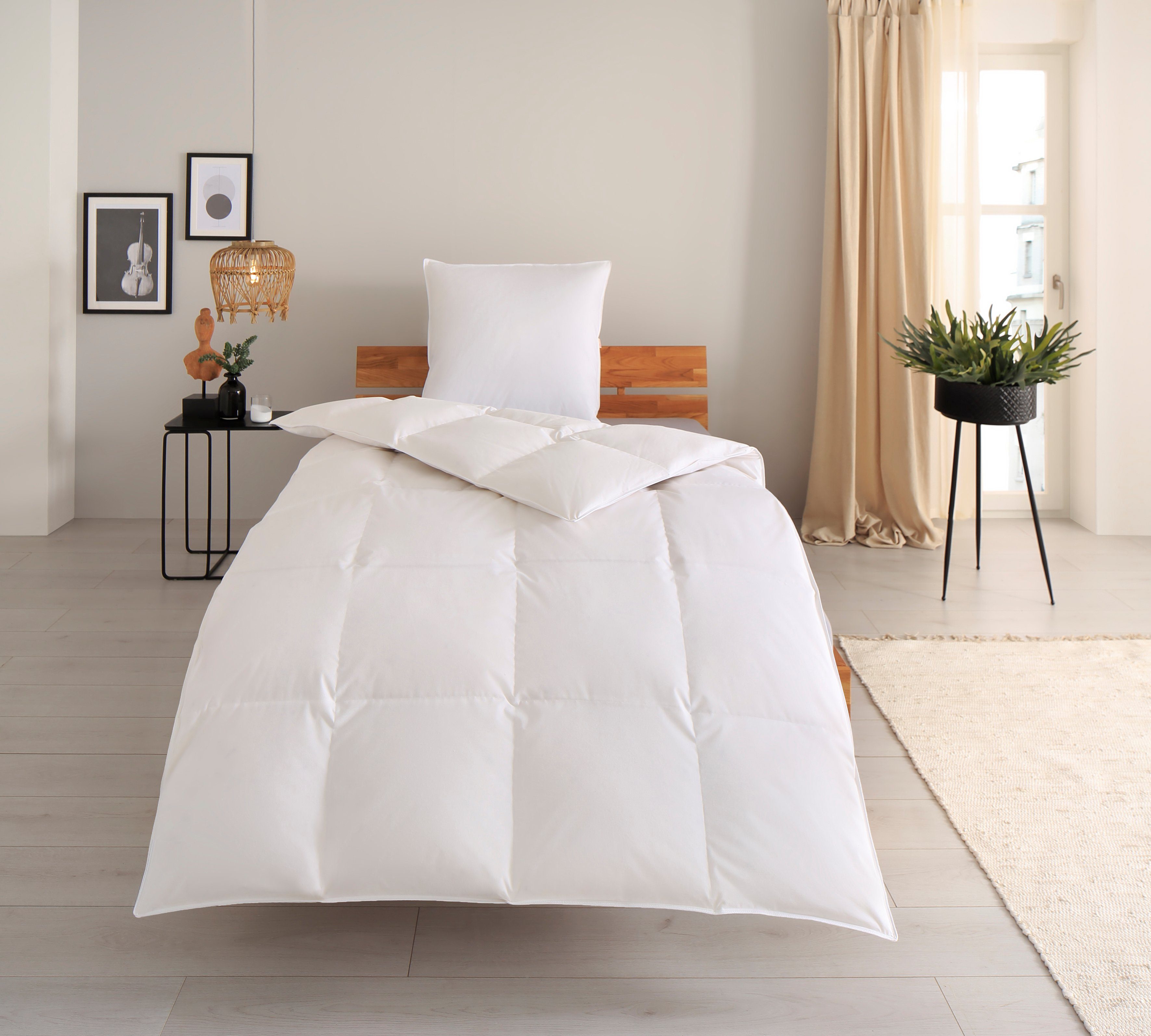 OTTO products Daunenbettdecke + Federkissen Jannika, Füllung: 80% Daunen, 20% Entenfeder, Bezug: 100% Baumwolle, plastikfreie Verpackung!