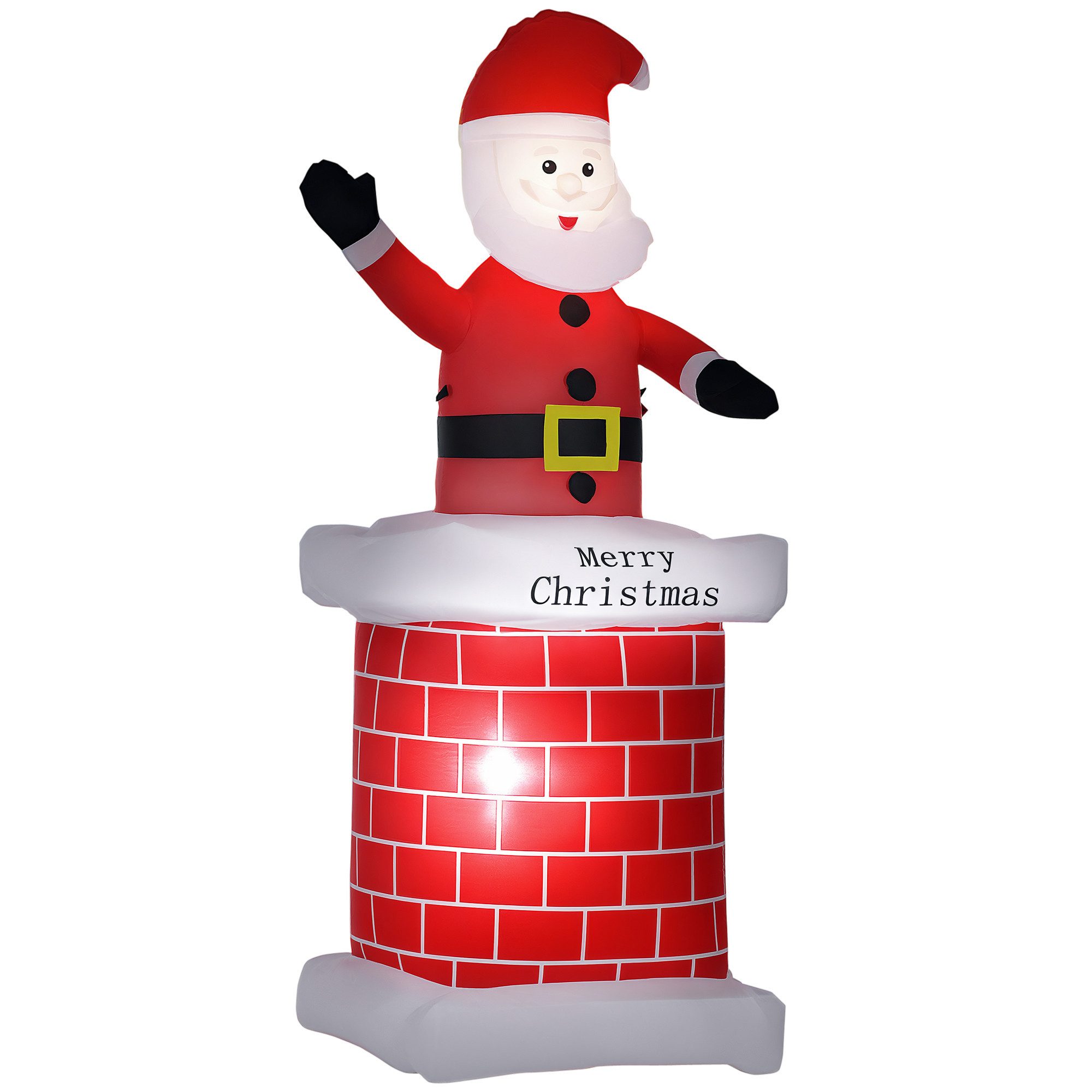 HOMCOM Weihnachtsfigur aufblasbarer Weihnachtsdeko, 2,10 m Weihnachtsmann mit Schornstein (aufblasbarer Weihnachtsmann, 1 St., Weihnachtsdekorationen), Mehrfarbig 80 x 70 x 210 cm
