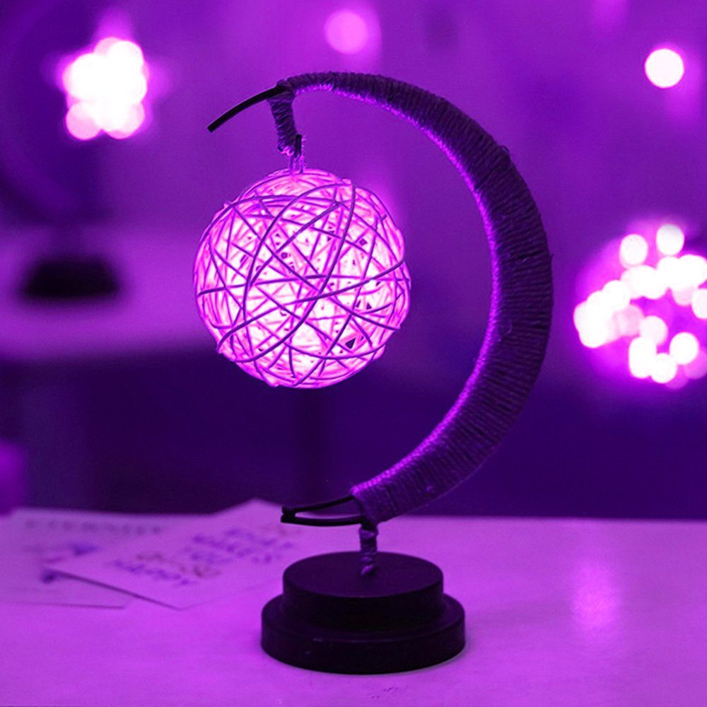 Rosnek LED Dekolicht LED Nachtlicht, Glas Rattan-Ball Dekolicht, mit Led Kupferdraht, Warmes Weiß, Blau, Lila, Mehrfarbig