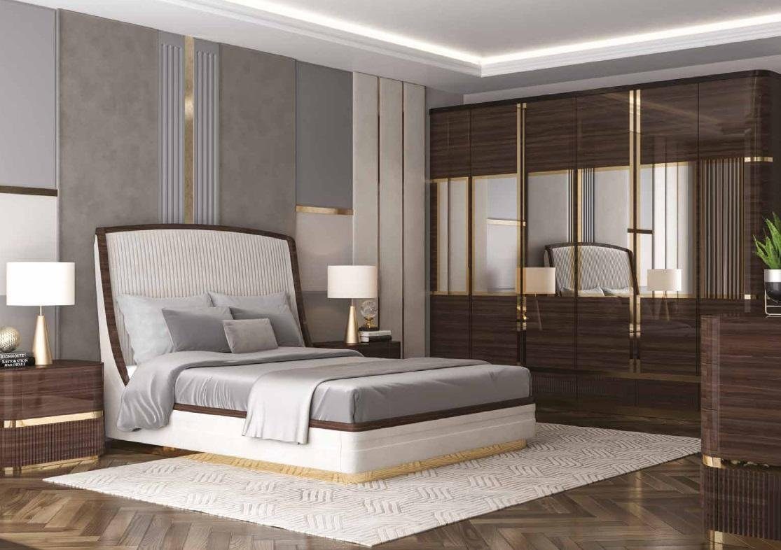 JVmoebel Schlafzimmer-Set Schlafzimmer Set Luxus Komplettes Bett 2x Nachttisch Kleiderschrank, (4-St., 1x Bett + 2x Nachttisch + 1x Kleiderschrank), Made in Europa