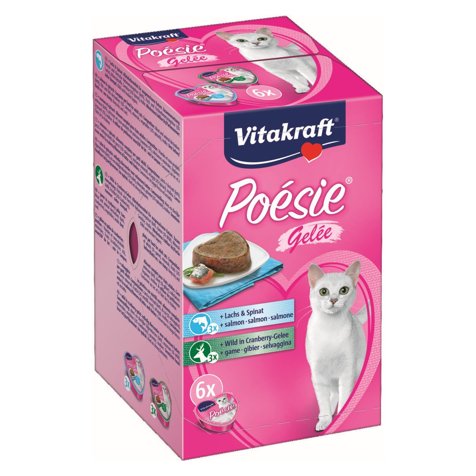 Vitakraft Katzenfutter Poesie Gelee, Multipack, 6 Schalen, Nassfutter für: Katzen