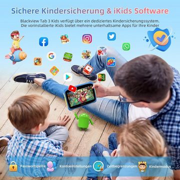 blackview Tab 3 Tablet für Kinder Tablet (7", 32 GB, Android 13, mit 4GBRAMTragbarem Griff und Kindgerechte Hülle iKids APP/Google Play)