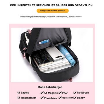 OKWISH Schulrucksack Laptop Rucksack Rucksäcke Schulranzen Wasserbeständig Laptoptasche (Laptop Notebook Tasche Schule Uni Rucksack, mit USB-Lade-Anschluss, Backpack mit Laptopfach, 46 × 29 × 16 cm), für Herren Damen Schüler Teenager Studenten Jungen Freizeit Arbeit